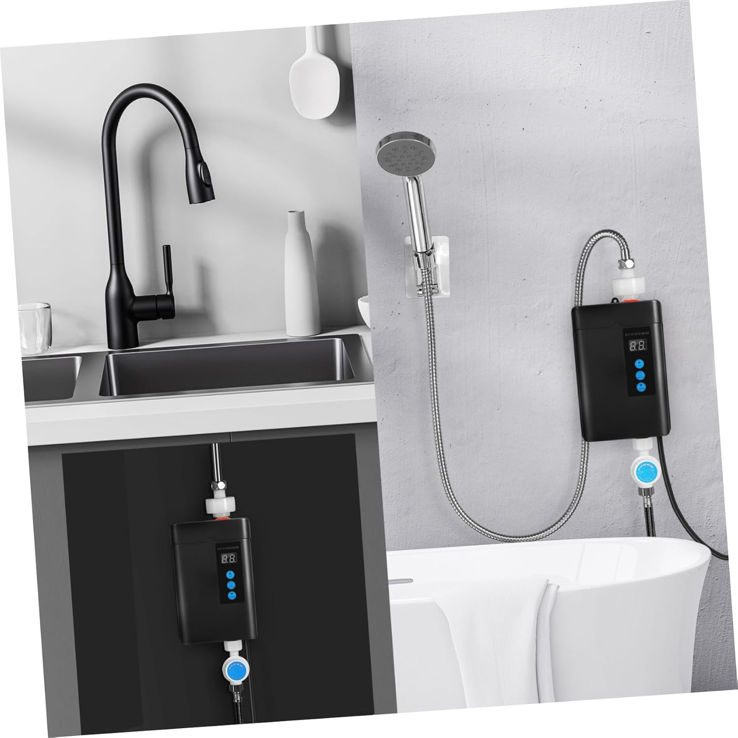 Instant Portable Tankless Water Heater Electric with US Power Quick Heating Small for Kitchen Bathroom Laundry Safe Use with High Voltage and Dry Burn Protection Constant