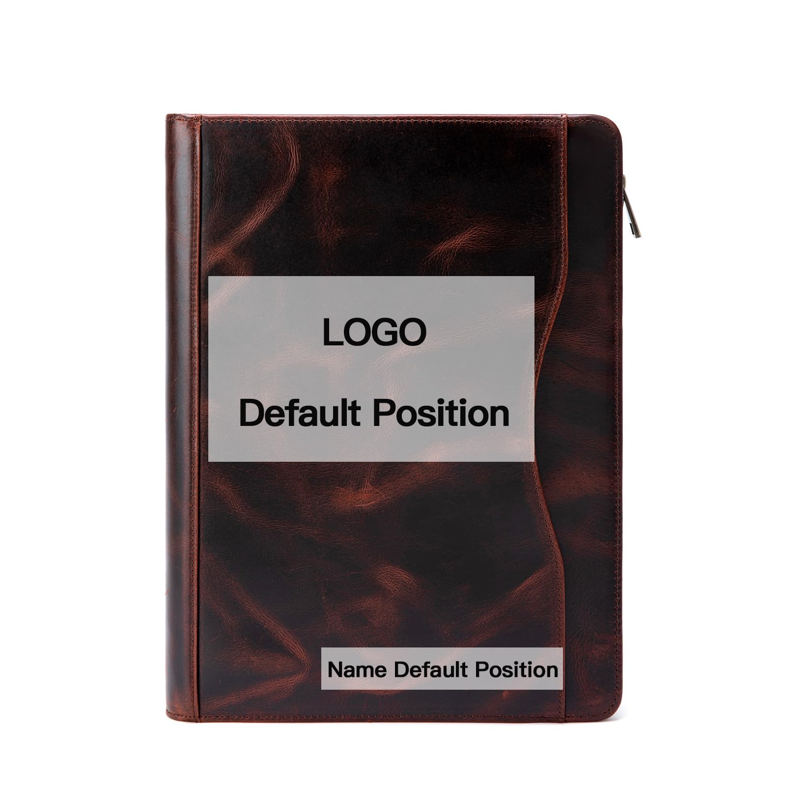 YIWEN Personalized Leather 3 Ring Binder Portfolio with Front Pocket, Zippered Padfolio for 8.5 x 11” Notepad and 13" Tablet, Professional Business