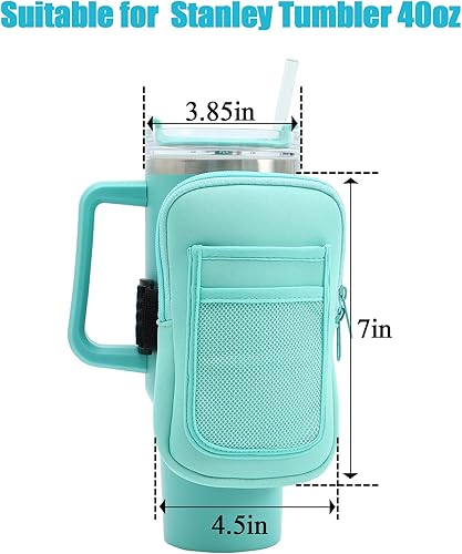 Miniatura 10 de MONOBLANKS Bolsa para botella de agua para Stanley Quencher Adventure de 40 onzas y Stanley IceFlow de 20 onzas y 30 onzas, accesorios para vasos de