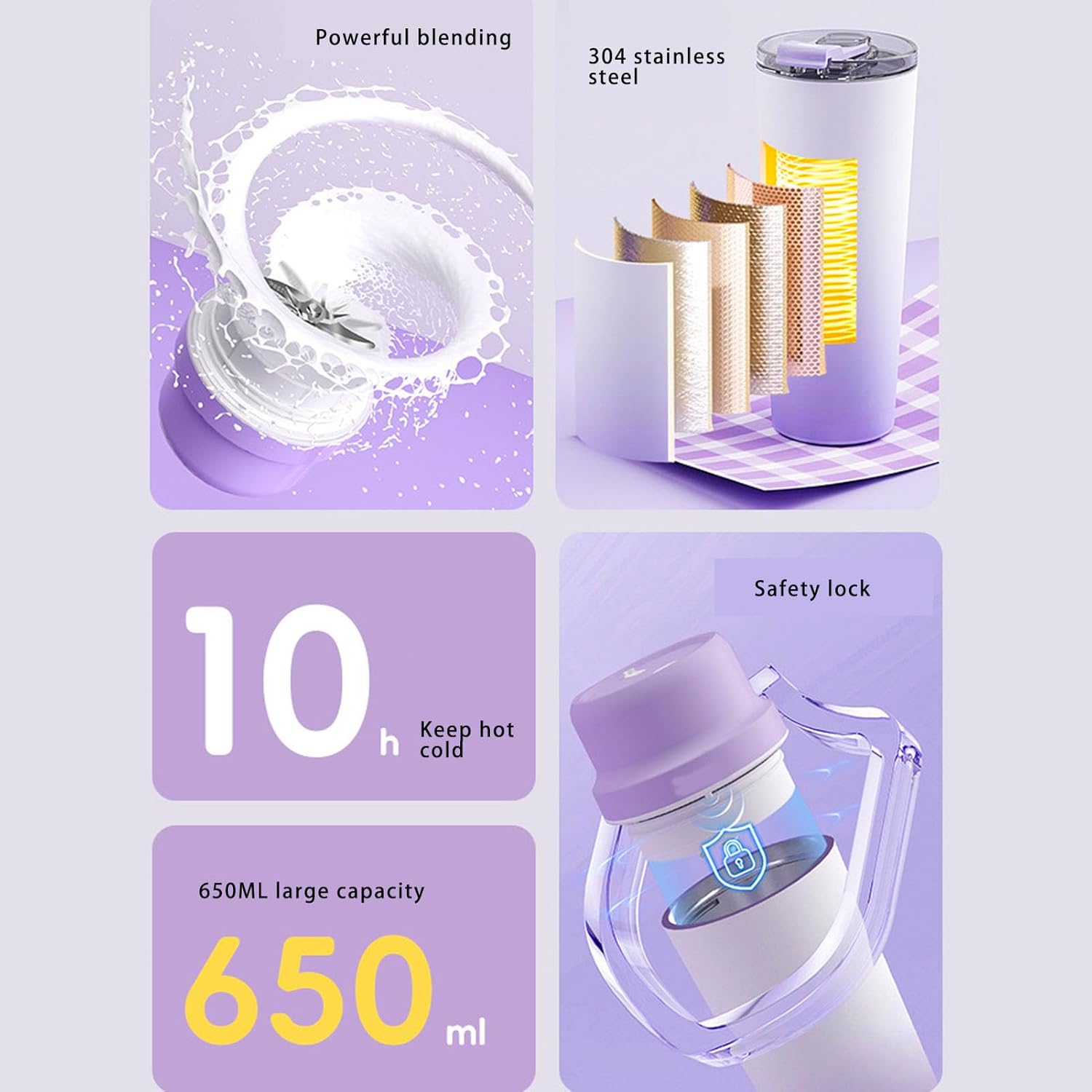 Portable Blender, Personal Blender for Shakes and purees with 20 Blades, Ideal for Travel, Sport, Office, Camping and Outgoing