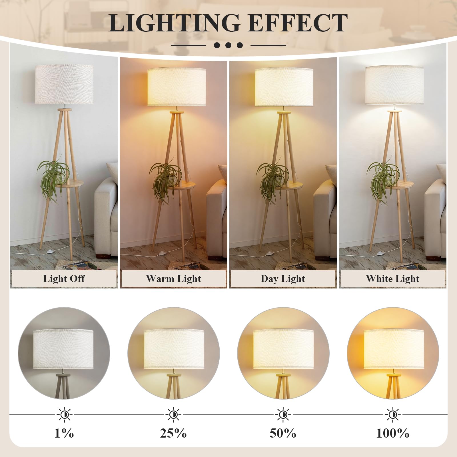EFUTURETIME Klosz do lampy z tkaniny H20 X Ø 30cm, klosz bębnowy pasujący do opraw E14/E27, do lampy stojącej, sufitowej, wiszącej, ścienny, lampki nocnej, stołowej, beżowy