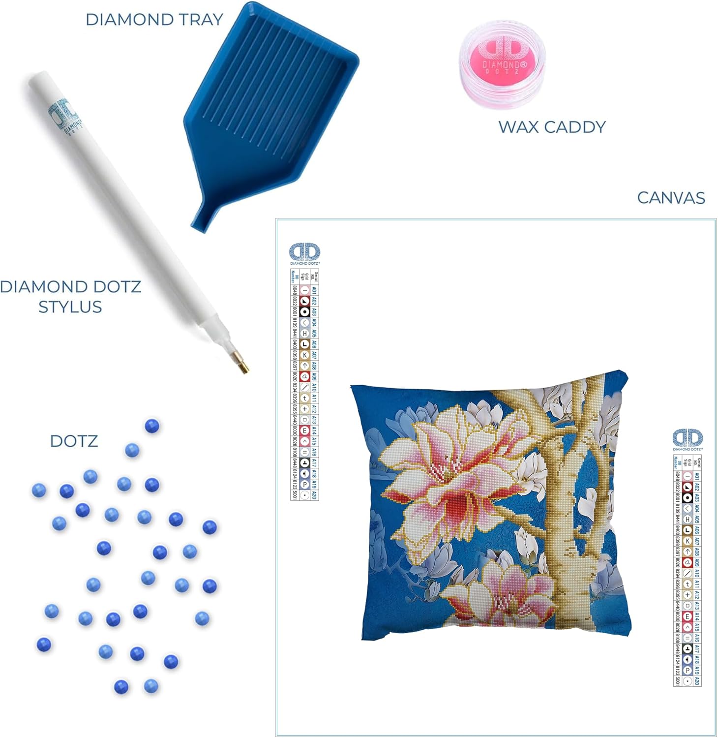 DIAMOND DOTZ Magnolias on Blue 2Floral Diamond Painting Kits for Adults - Diamond Art Kits a Relaxing Creative Craft Kit with Dotz Gems 17.7"x17.7"