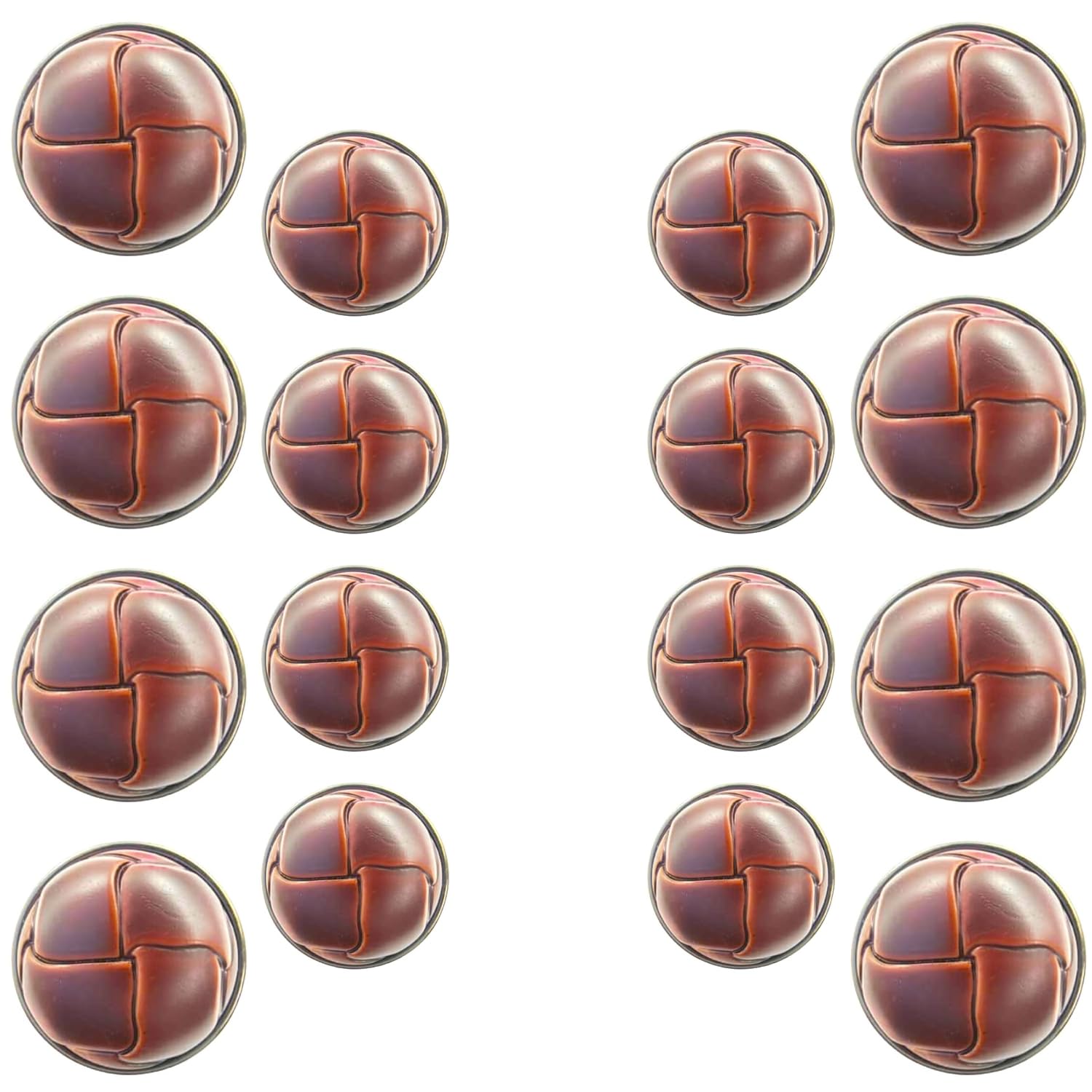 Ani Accessories Round Brown Weaved Leather Design Shank Button for Clothes Double Breasted Coat Blazer Suit Bandhgala Sherwani and Indian Dresses Sports Coat (Pack of 16, Brown)-image-3