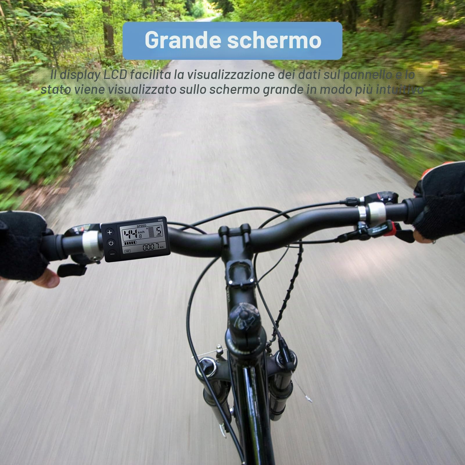 Misuratore Display LCD per Bici Elettrica Misuratore Display LCD per Bici Elettrica, Misuratore Display LCD S866 Pannello di Controllo 24V 36V 48V Spina Impermeabile Display LCD