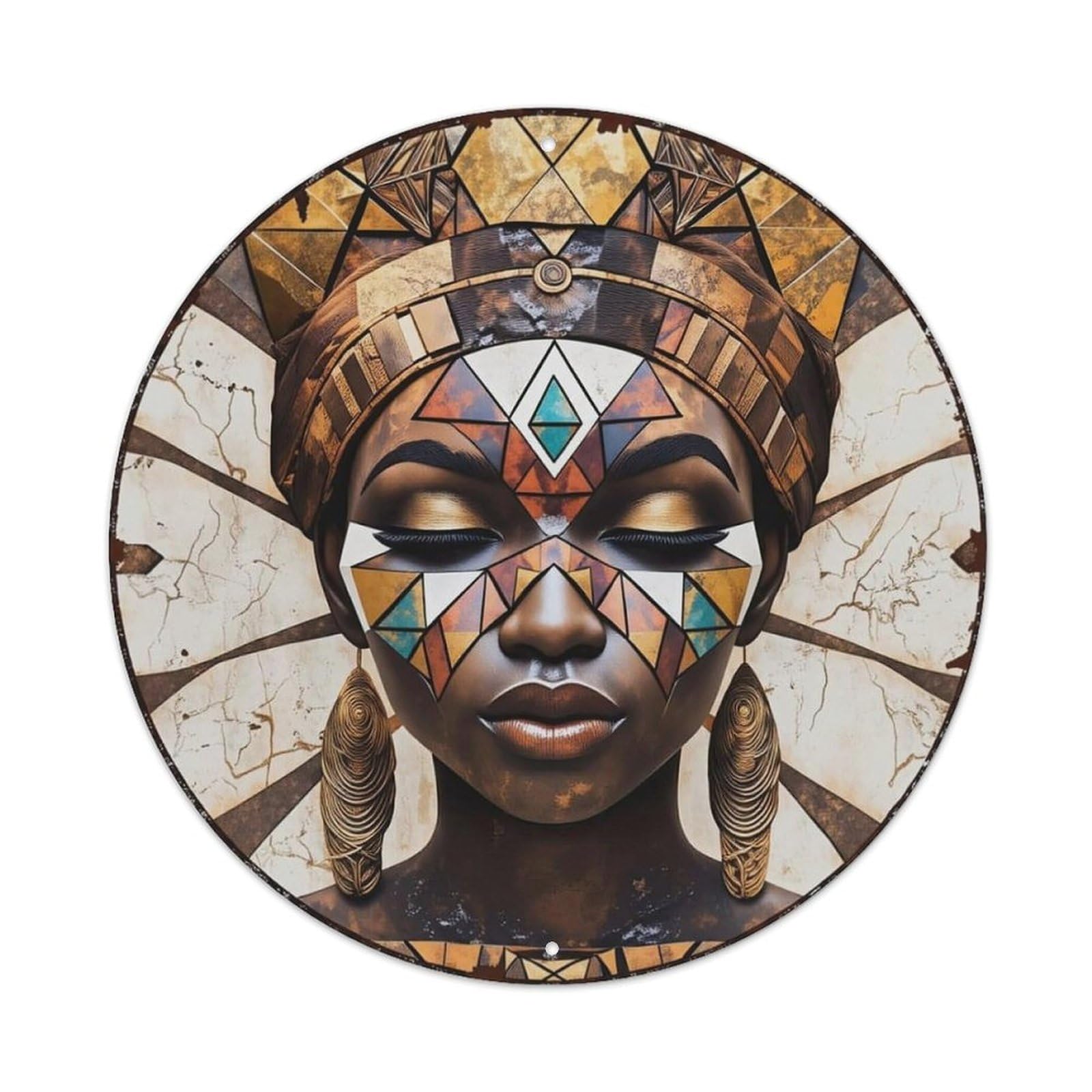 Geometric Tribal Art Metal Tin Sign