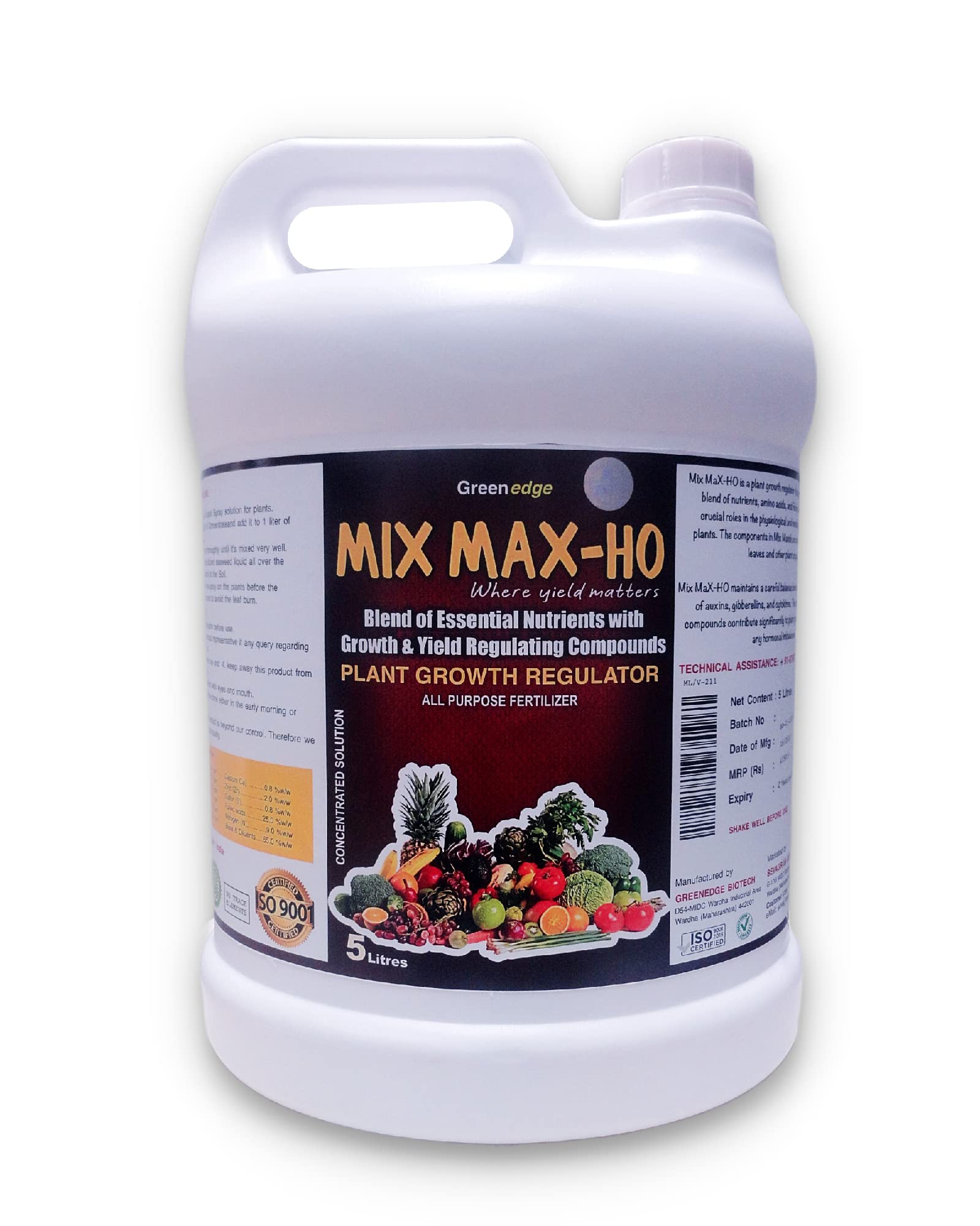 Greenedge Biotech Greenedge Mix Max-Ho Fertilizer Liquid | Bio Stimulant With Growth Regulating Compounds | Plant Growth Hormone & Essential Nutrientsh | All Purpose Fertilizer (5 Litre) (B0C43M3RXY) Amazon Price History, Amazon Price Tracker