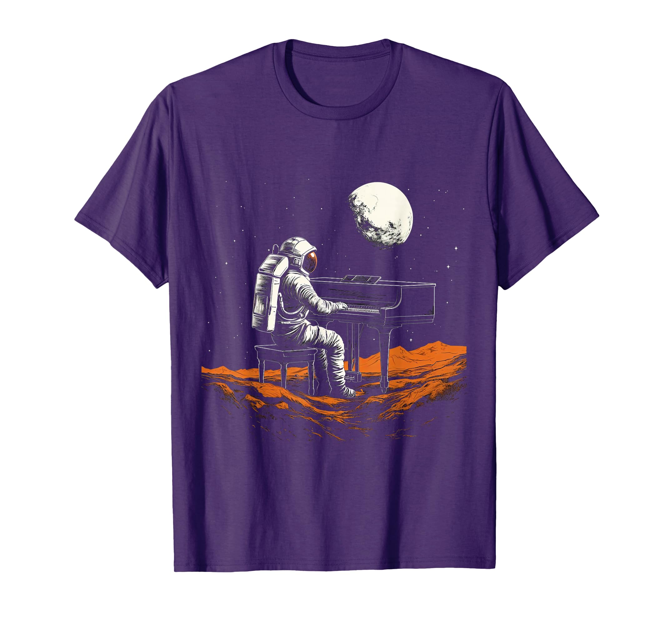 Astronaut in Space Playing Piano Musician T-Shirt