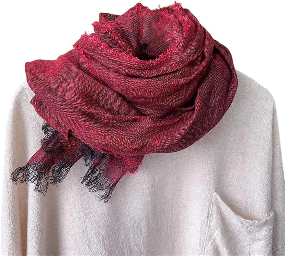 Men Linen Scarf Soft Warm Scarf Stretch Shawl Solid Color Lightweight Scarves
