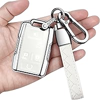 Vista 9 de Sindeda funda para llavero de Chevy con llavero, protección completa, carcasa de llave suave, Blanco, 4 botones
