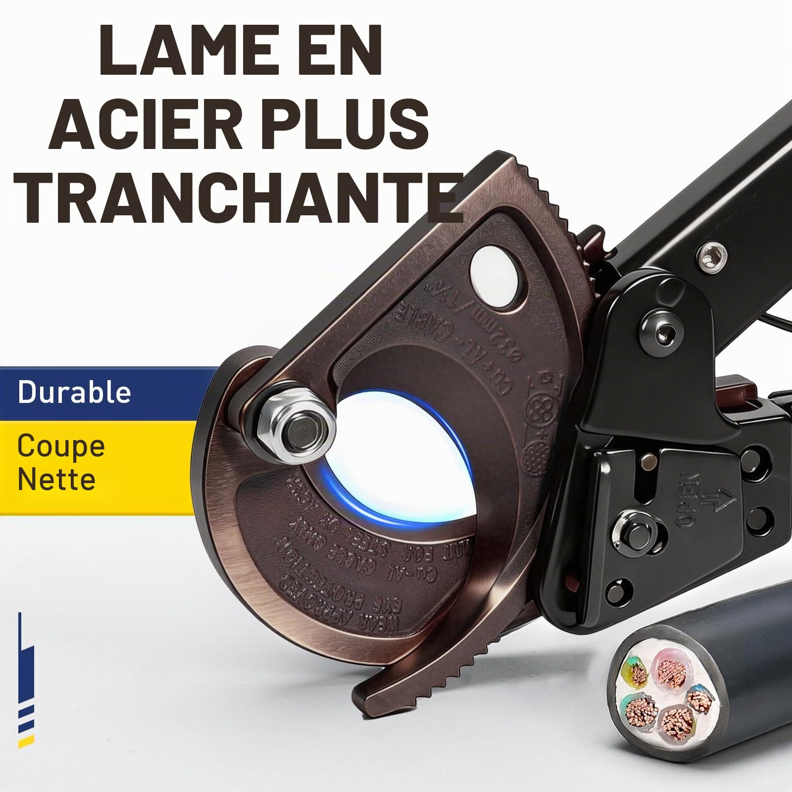 Haisstronica Coupe-câbles cliquet cuivre aluminium 500 kcmil