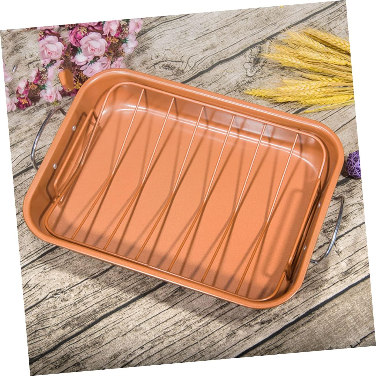 Rectangular Carbon Steel Baking Pan Rack for Bbq Chicken Grilled Wings French Fries Easy Clean Non-stick Oven Rack