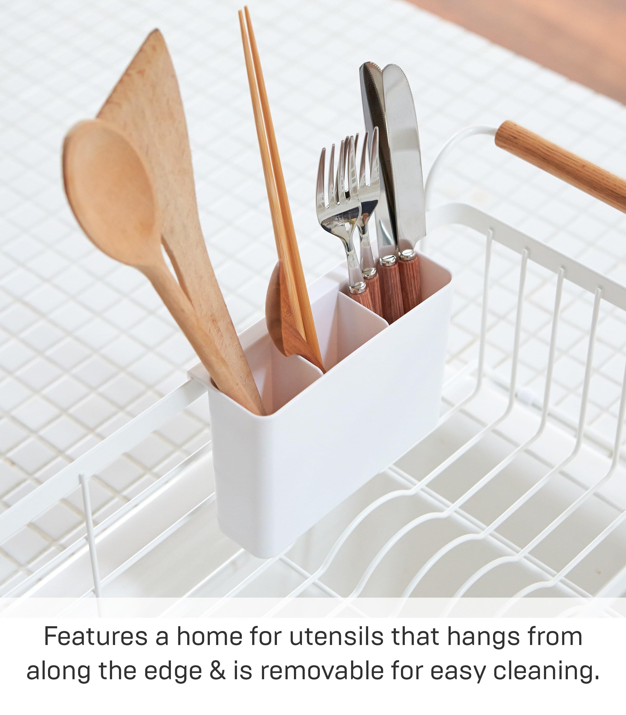 YAMAZAKI Home 3108 Abtropfgestell für Spülbecken, erweiterbar, für die Küche, Einheitsgröße, Weiß