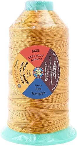 Miniatura 403 de Mandala Crafts Hilos de coser resistentes de nailon consolidado, hilo para tejer jeans de cuero, hilos de tapicería marina al aire libre, Beige