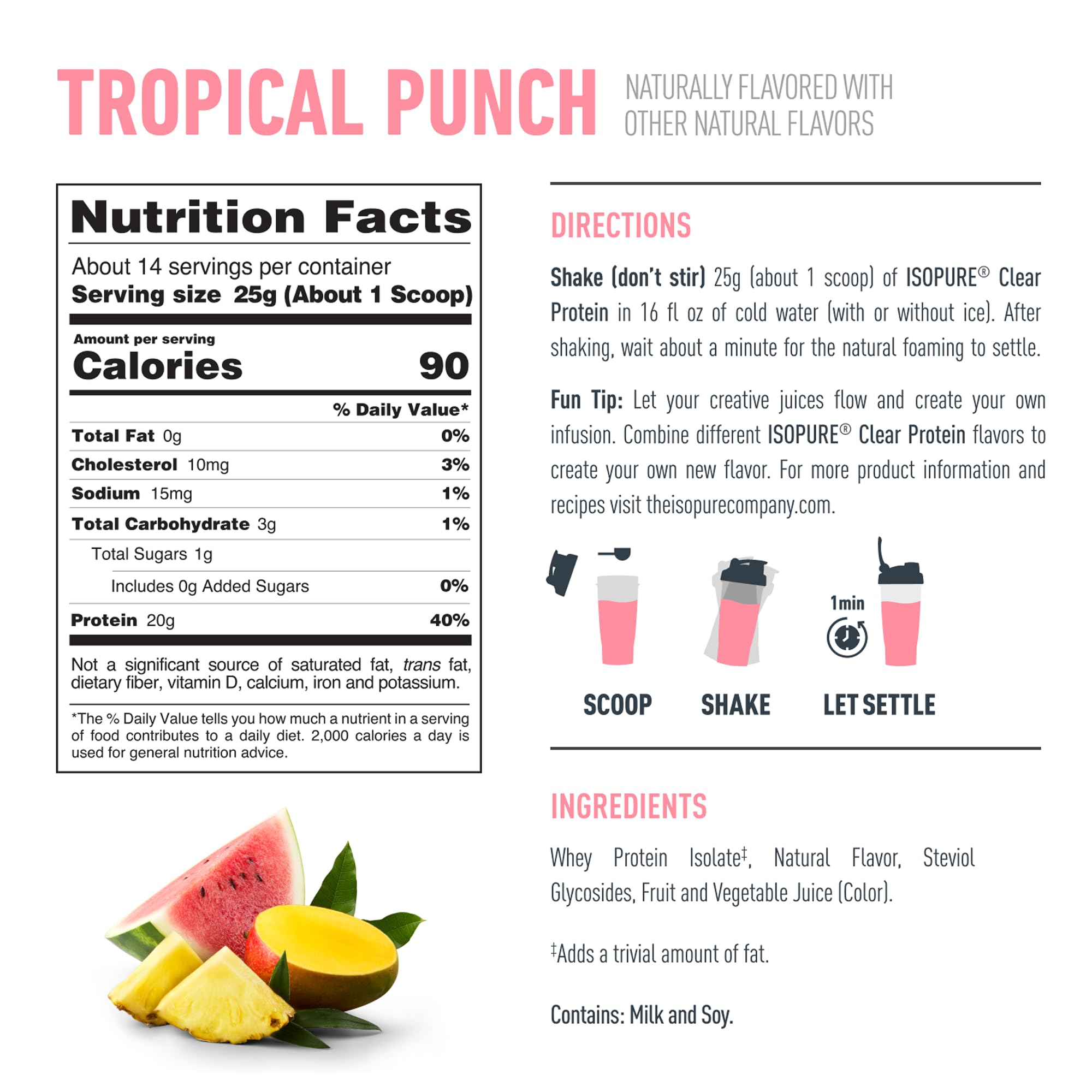 Isopure Clear Whey Isolate Protein Powder, Tropical Punch, 14 Serving — Amazon image 2