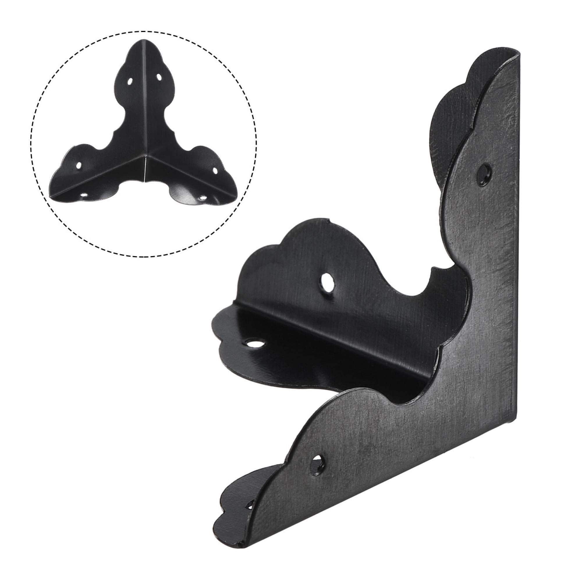 TA-VIGOR 8Pcs Metal Corner Protectors, 33 x 33 x 33mm Edge Guard Decorative Corner Bracket, Black Angle Brace Cover for Tables Chests Suitcase Jewelry Box, with 48Pcs Screws - Image 4