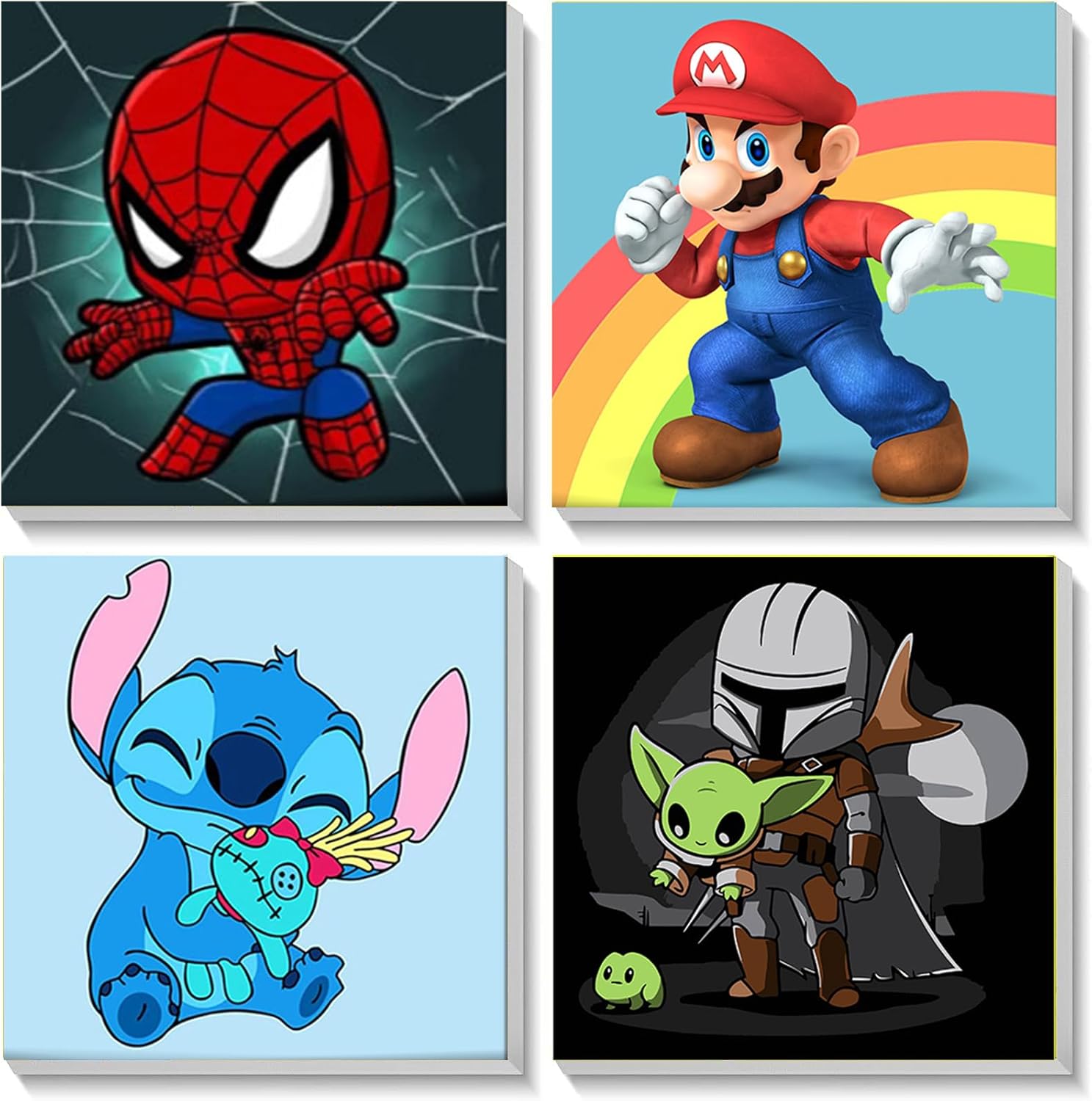 Amazon.com: xackcme 4 Pack Cartoon Paint by Number for Kids with Wooden ...