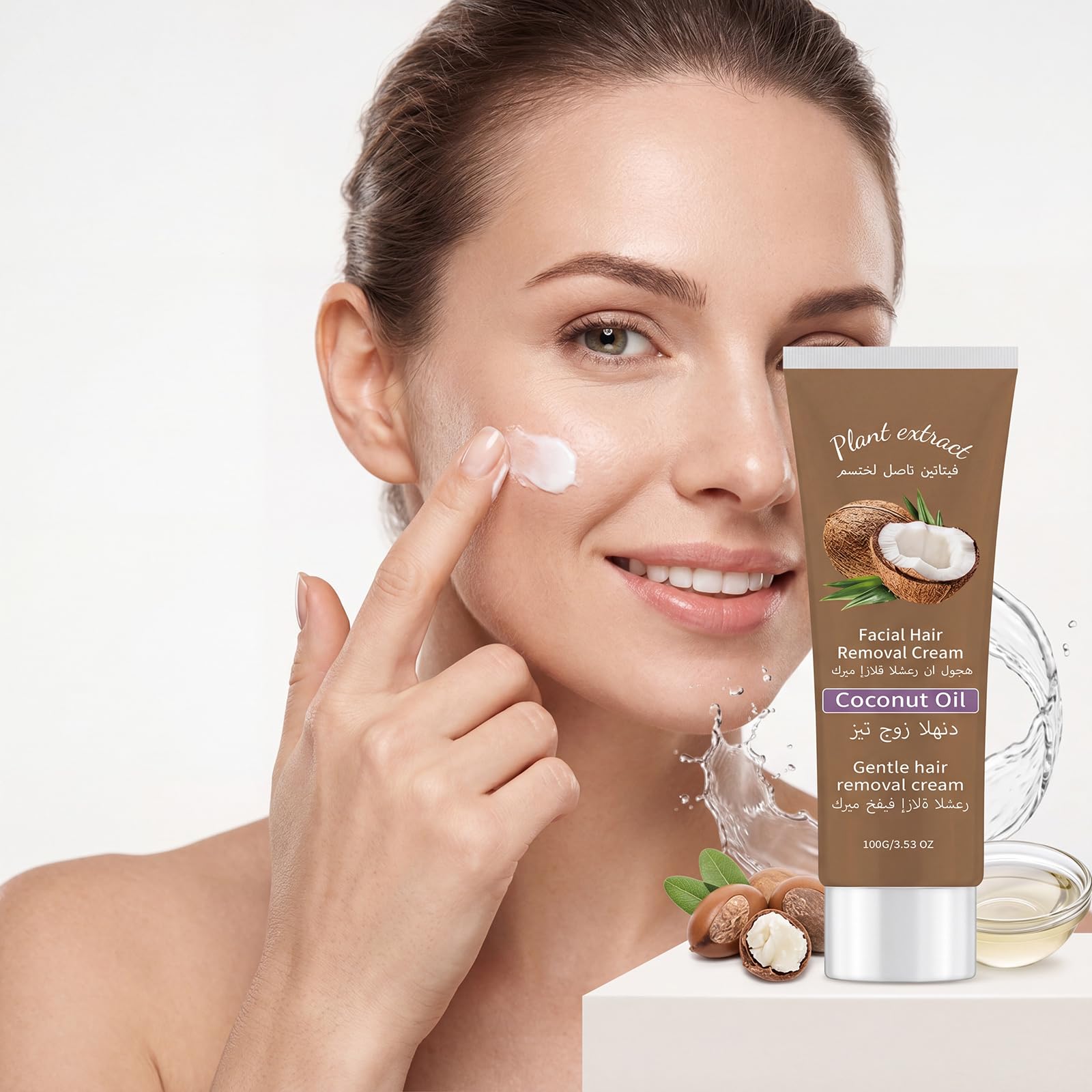 Crema depilatoria viso con olio di cocco, morbida e indolore, per donne e uomini. Idratante e lenitiva, è adatto per pelli sensibili. 6 pezzi