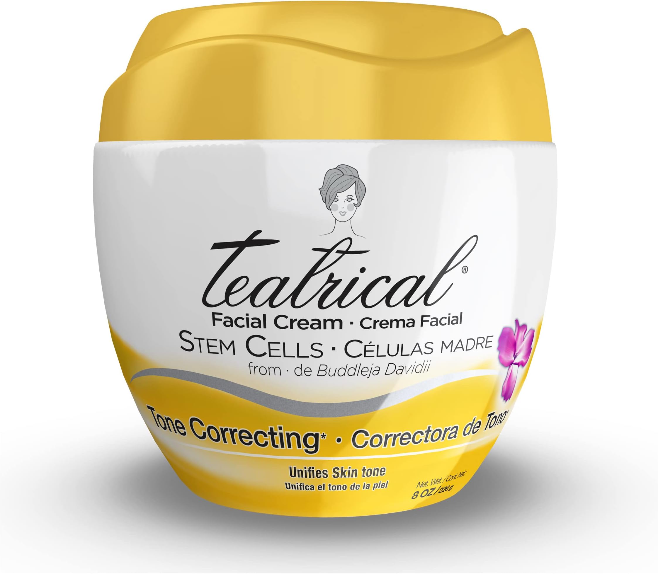 TEATRICAL Tone Correcting Face Cream with Buddleja Davidii Stem Cells, 8 Ounces