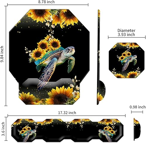 Miniatura 2 de Alfombrilla de mouse con soporte de muñeca + almohadilla de muñeca para teclado + alfombrilla de mouse para juegos + bonitos posavasos juego de 4