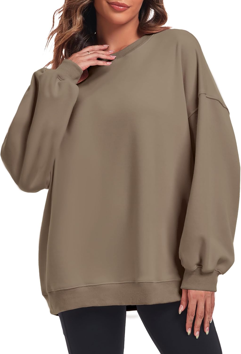 Oversized Sweatshirt for Women Crew Neck Fleece Sweatshirt Casual Long Sleeve Pullover Tops Trendy Clothes - Image 2