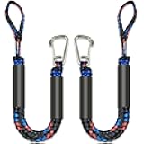 Fender Lines Anchor Bungee 316 Stainless Clip Boat Dock Lines 2PCS (Black Blue Red, 2 Feet)