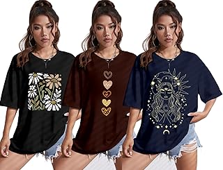 mulvari Printed Drop Shoulder Tee Top & T-Shirt for Women's & Girl's-picture-28