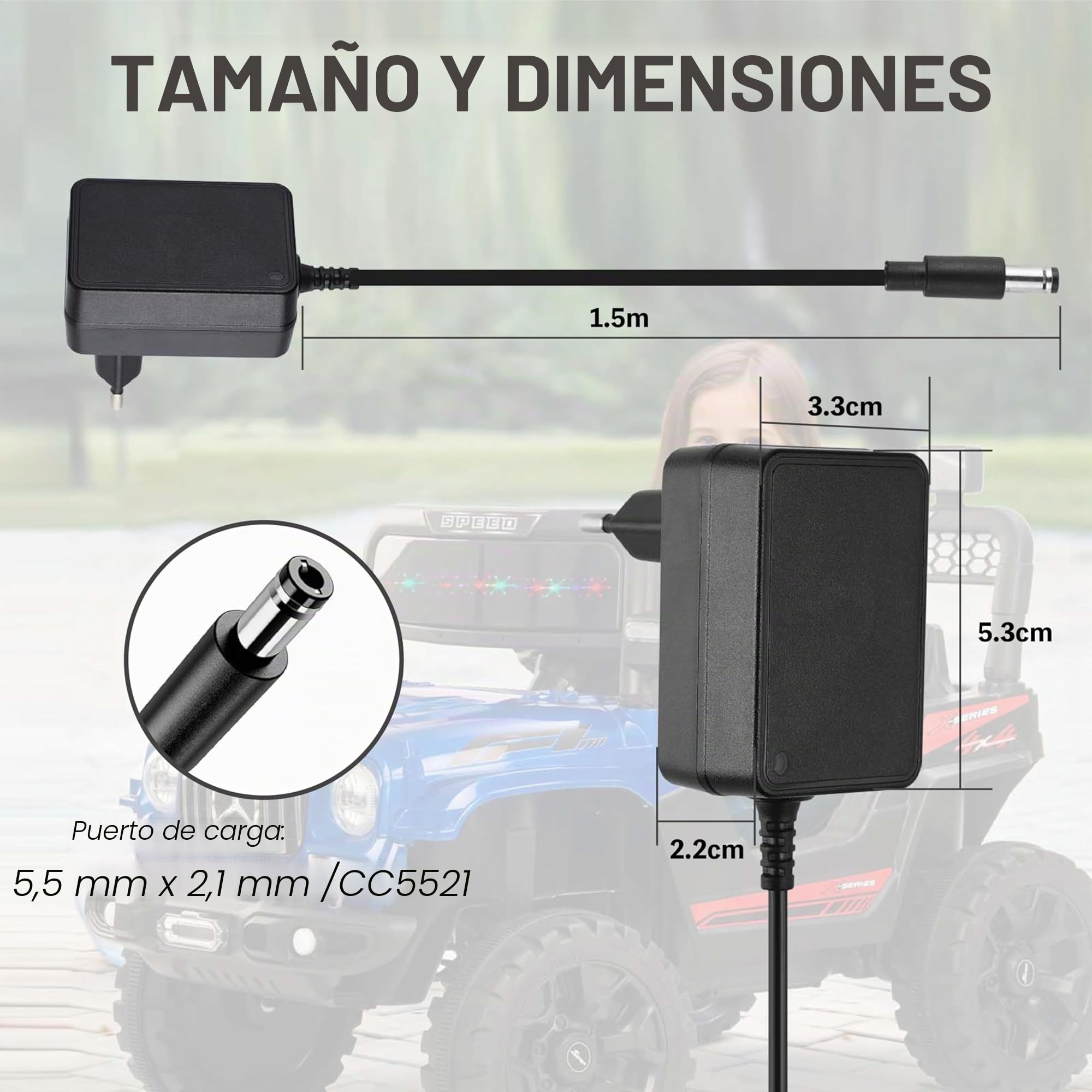 Cargador de 12 V para coche eléctrico infantil, cargador 12 V 1 A Ride on Toys Una variedad de vehículos eléctrico