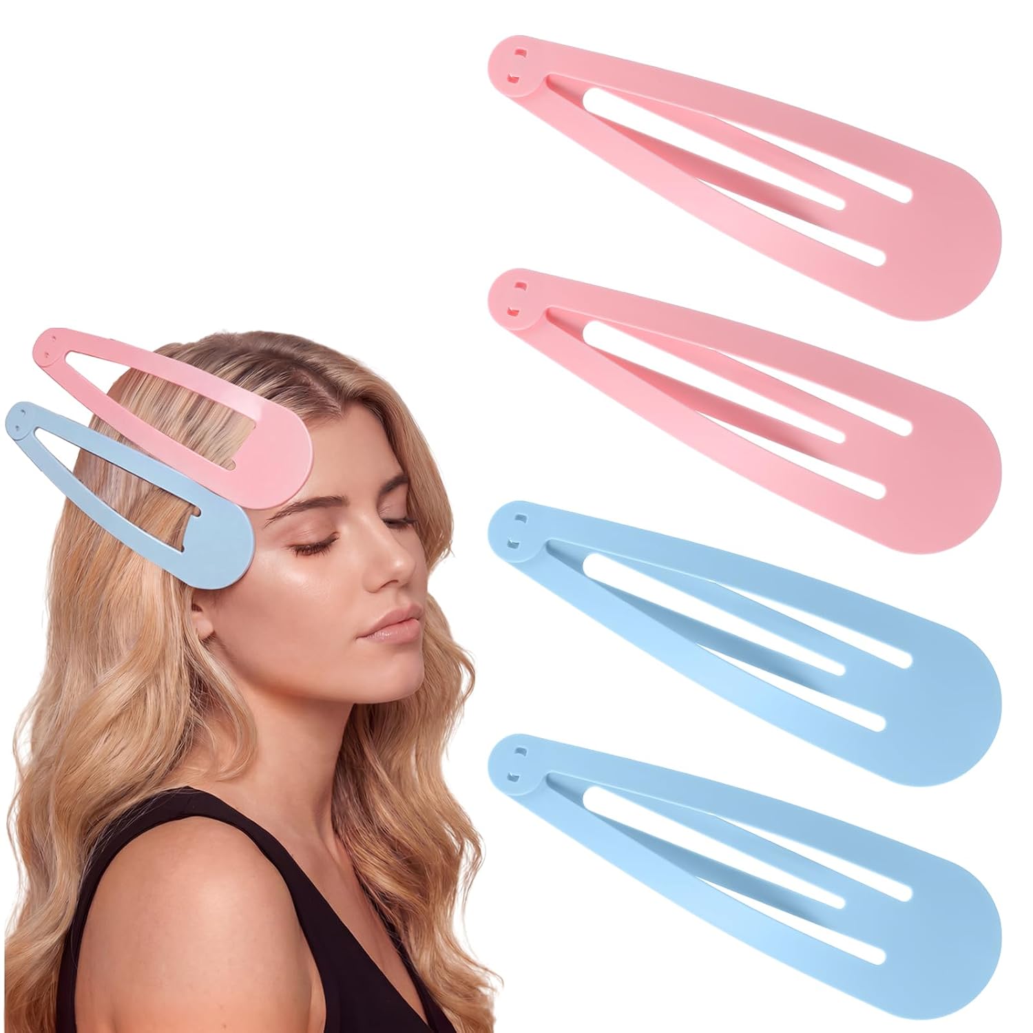 4 Pcs 11 Inch Extra Large Snap Hair Clips Giant Plastic Snap Barrettes for Women No Slip Plastic Hair Clips Pins for Hoodie Decorations Oversized Decorative Pendant Accessories, Blue and Pink