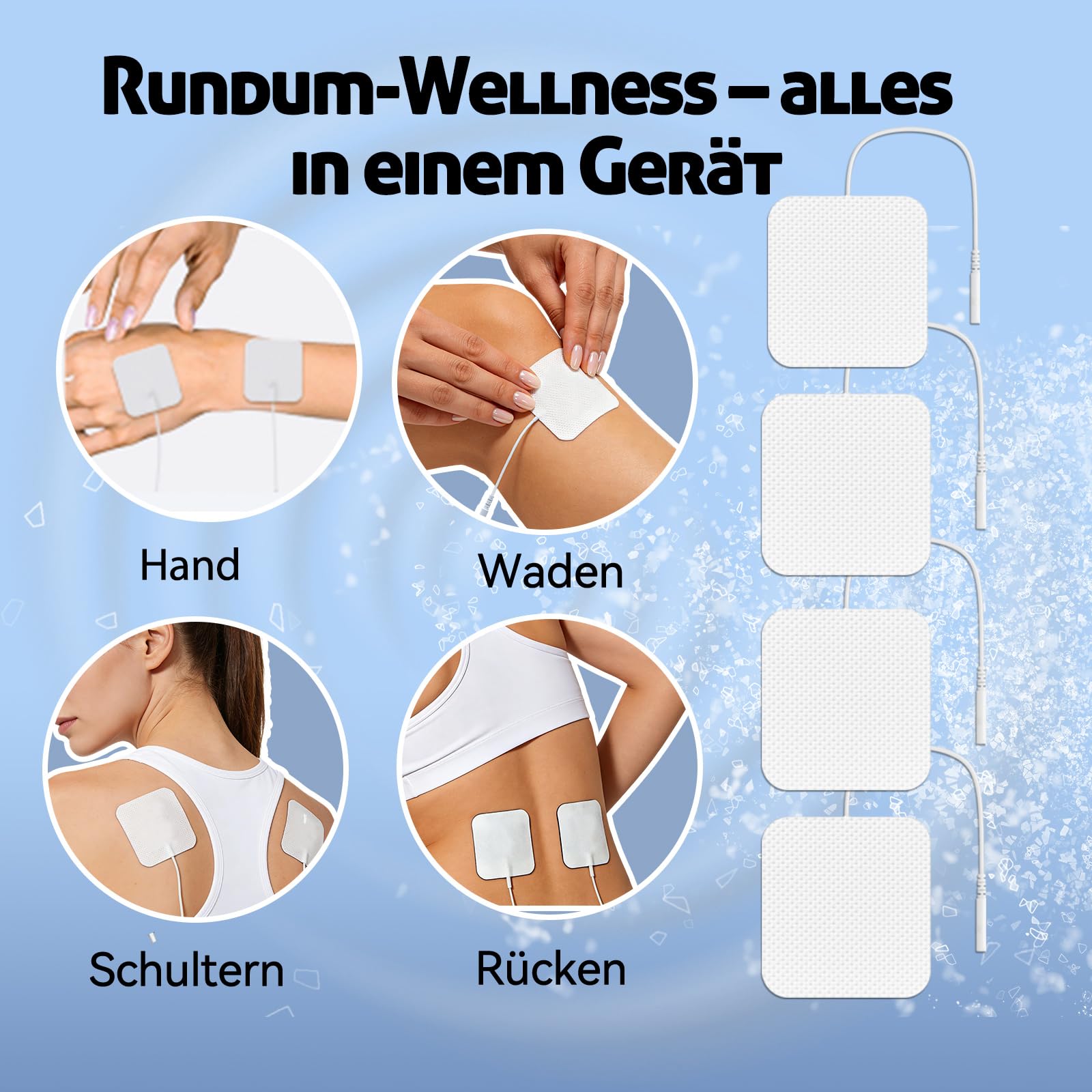 Stimulateur de Circulation Jambes & Pieds – Masseur Électrique des Pieds EMS + TENS, Soulagement Fasciite Plantaire, Neuropathie, Douleurs Plantaires, Fatigue Musculaire, avec 4 Électrodes