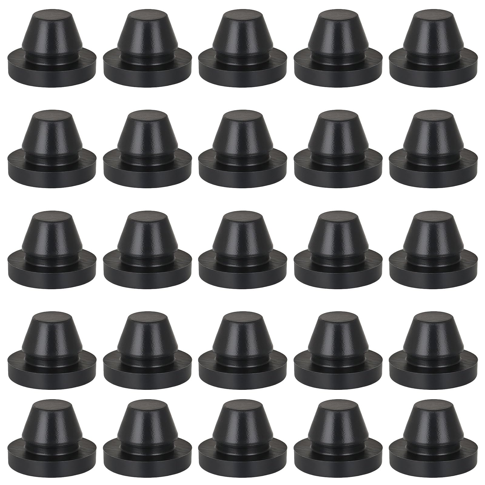 Strrng Black 25 Pcs Rubber Bungs For Holes, Waterproof Silicone Rubber Hole Plug, Plastic Plugs For Holes, High Temp T-Type Hole Plug, For 5Mm Hole, For Metal Tube, Furniture End Caps Inserts