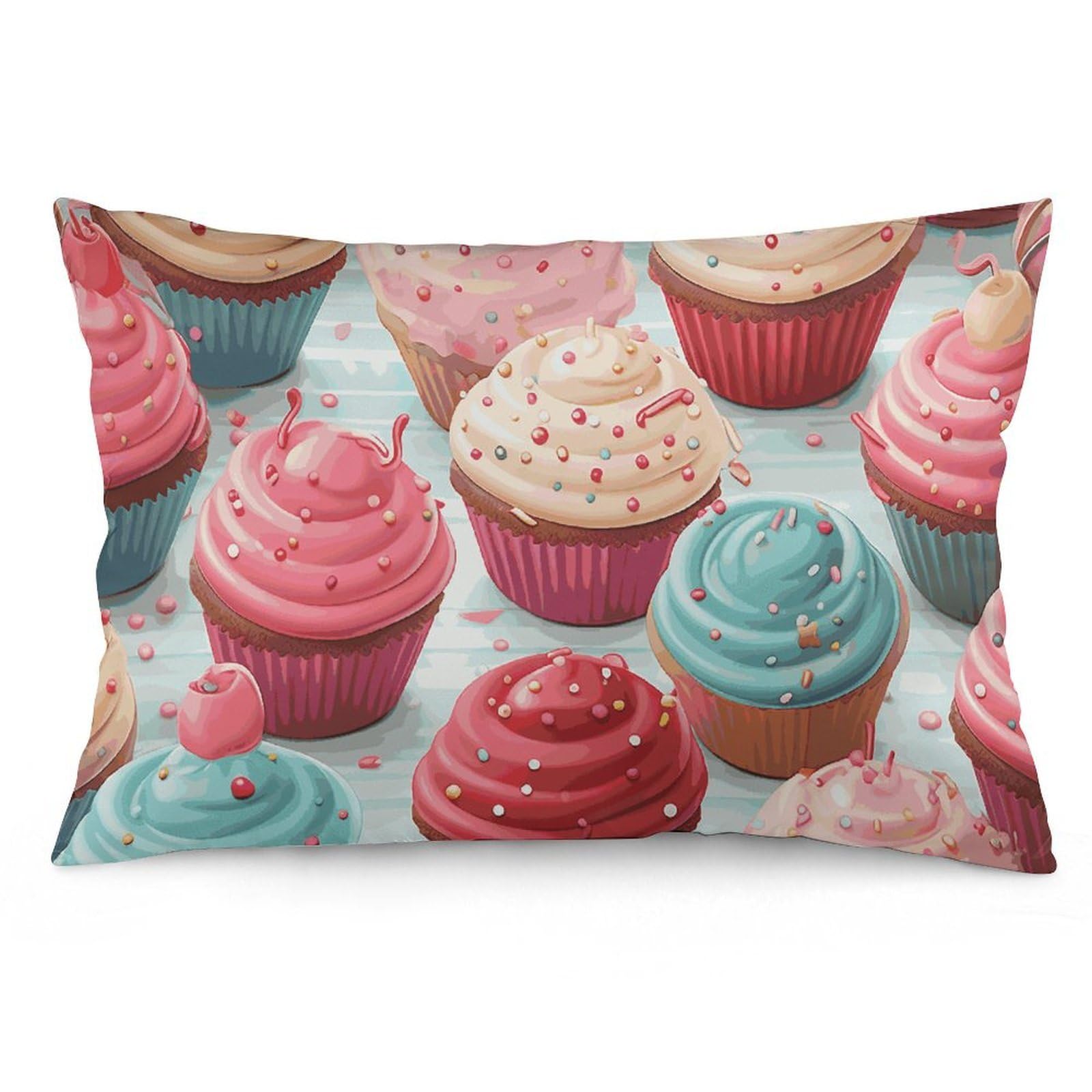 2 Pack Pillow Cases for Hair and Skin, Soft Breathable Pillow Case Covers with Hidden Zipper, Colorful Sweet Lollipop Cupcake Donut Pillowcase 12 "x20 Pillow Covers for Sleeping Gift