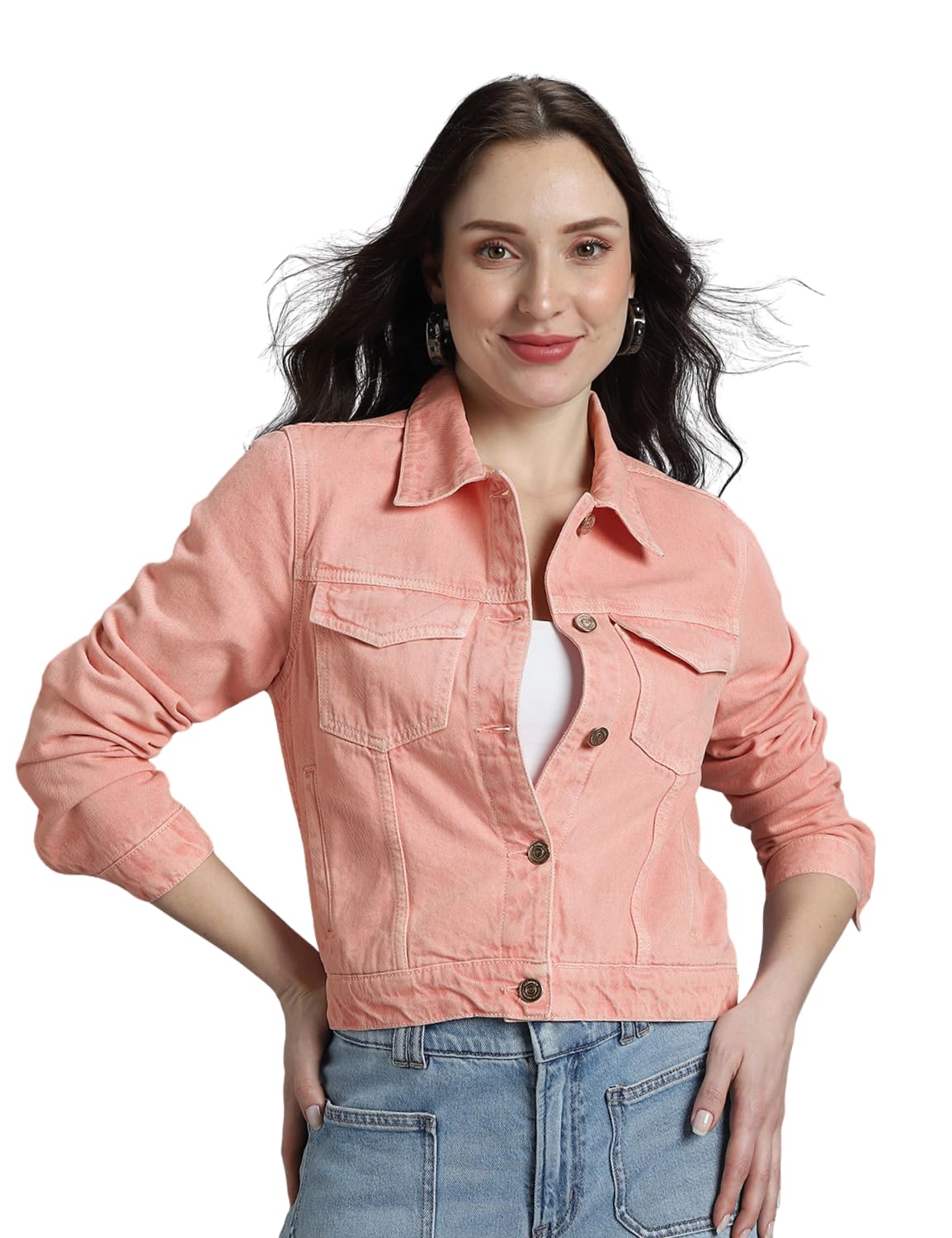 women's overdyed trucker denim jacket - jacket for women | 100% cotton | double flap pocket | regular fit | full sleeve jacket