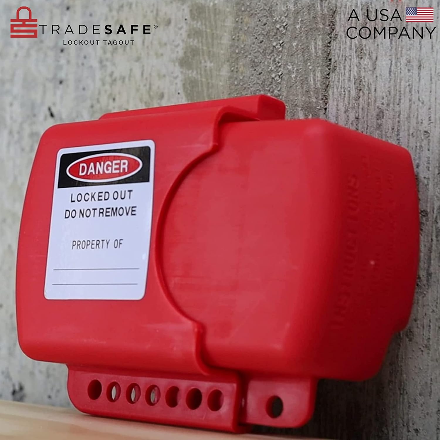 TRADESAFE Adjustable Flanged Ball Valve Device - Red Lockout Tagout Valve Lock for 2 inch to 4-1/2 inch Flange Ball Valve, Adjustable Gas, Oil, or Water Valve Lock, Premium Grade Polypropylene