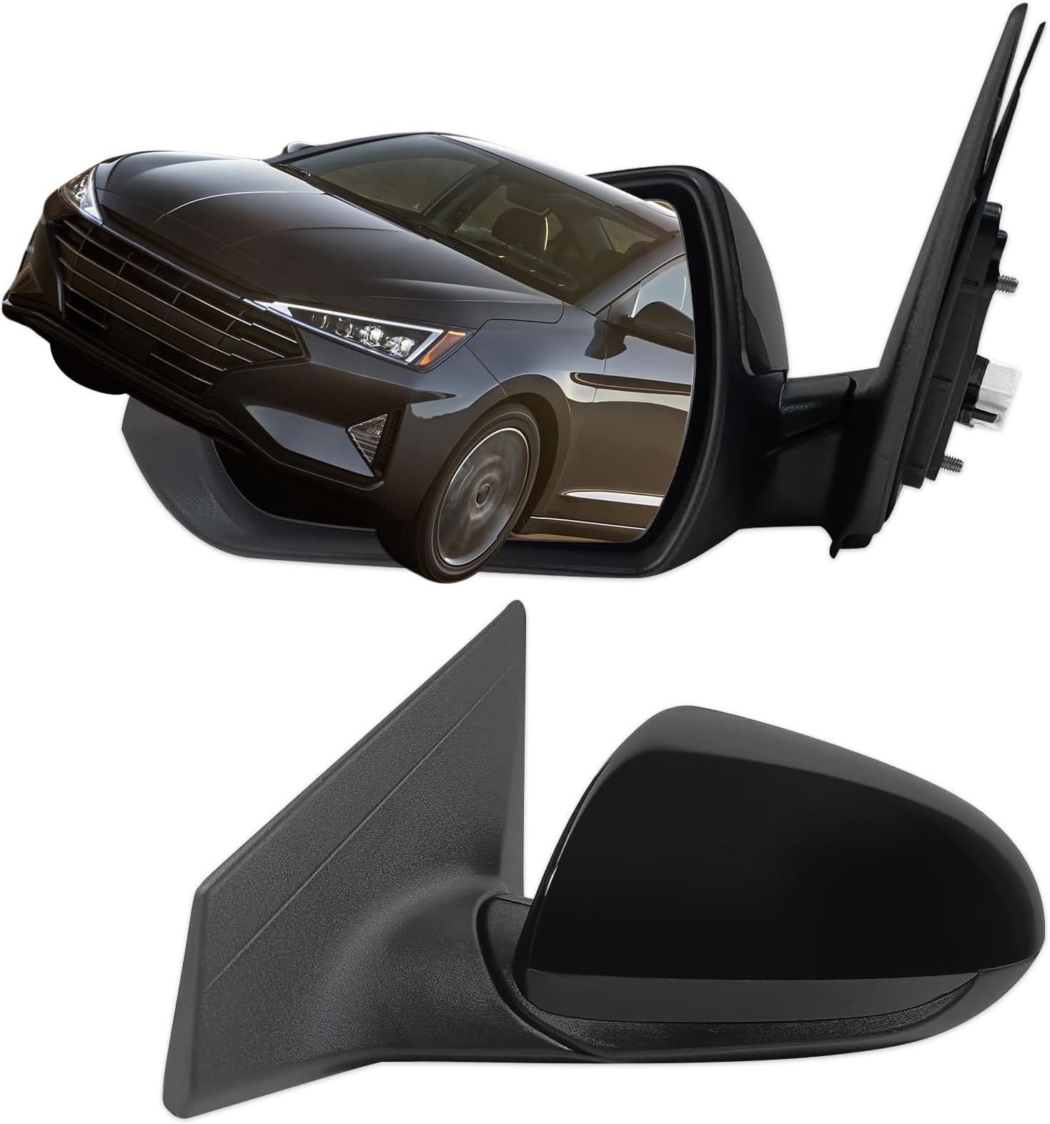 Left Driver Side Mirror Compatible With 2017 2018 2019 2020 Hyundai Elantra With Power Glass Heated Blind Spot Black Replace#87610F3020 (7Pins)