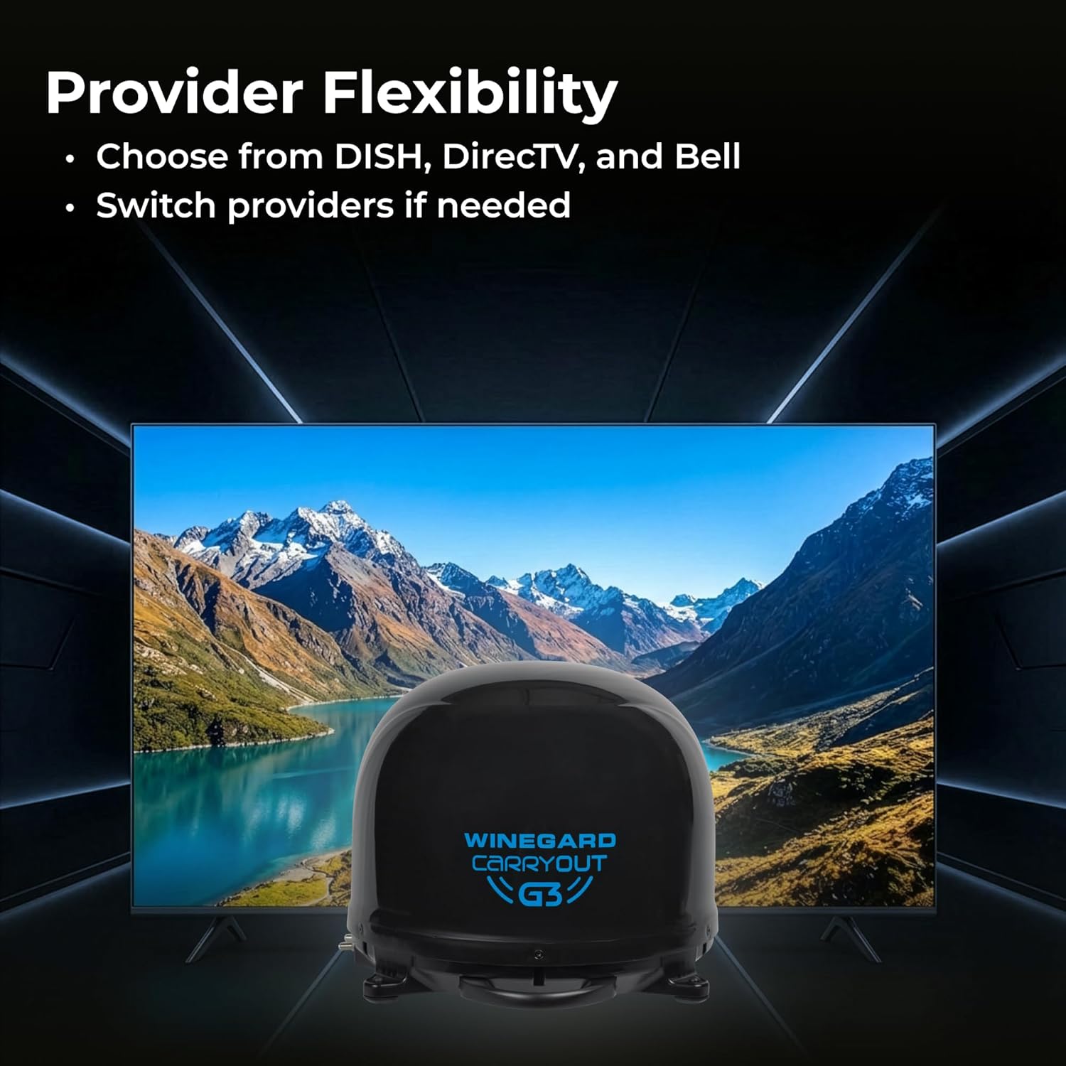 WINEGARD Company Carryout G3 Portable Automatic Satellite Antenna Black