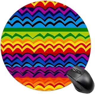 Round Mouse Pad for Office 7.8x7.8in, E-Sports Essential Computer Mouse Mat | Gay Pride Rainbow Pattern Rubber Anti-Slip Material Circular Mouse Mat, Waterproof for Home & Gaming Mouse Pad