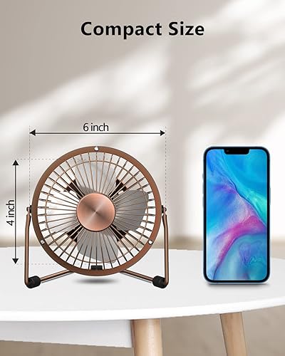 Vista 9 de Zuvas Ventilador de escritorio, silencioso y pequeño, ventilador USB de rotación de 360°, ventilador de mesa portátil de 2 velocidades, mini Negro