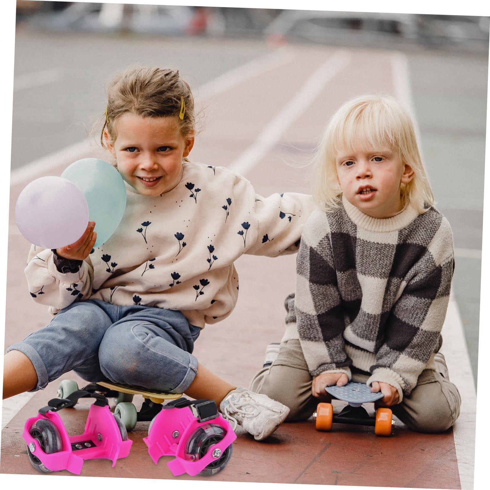 Hemobllo Patines Ajustables Ruedas Luminosas de PVC para Niños y Adultos, 2 Pares Cómodos y Resistentes para Principiantes y Actividades al Aire Libre