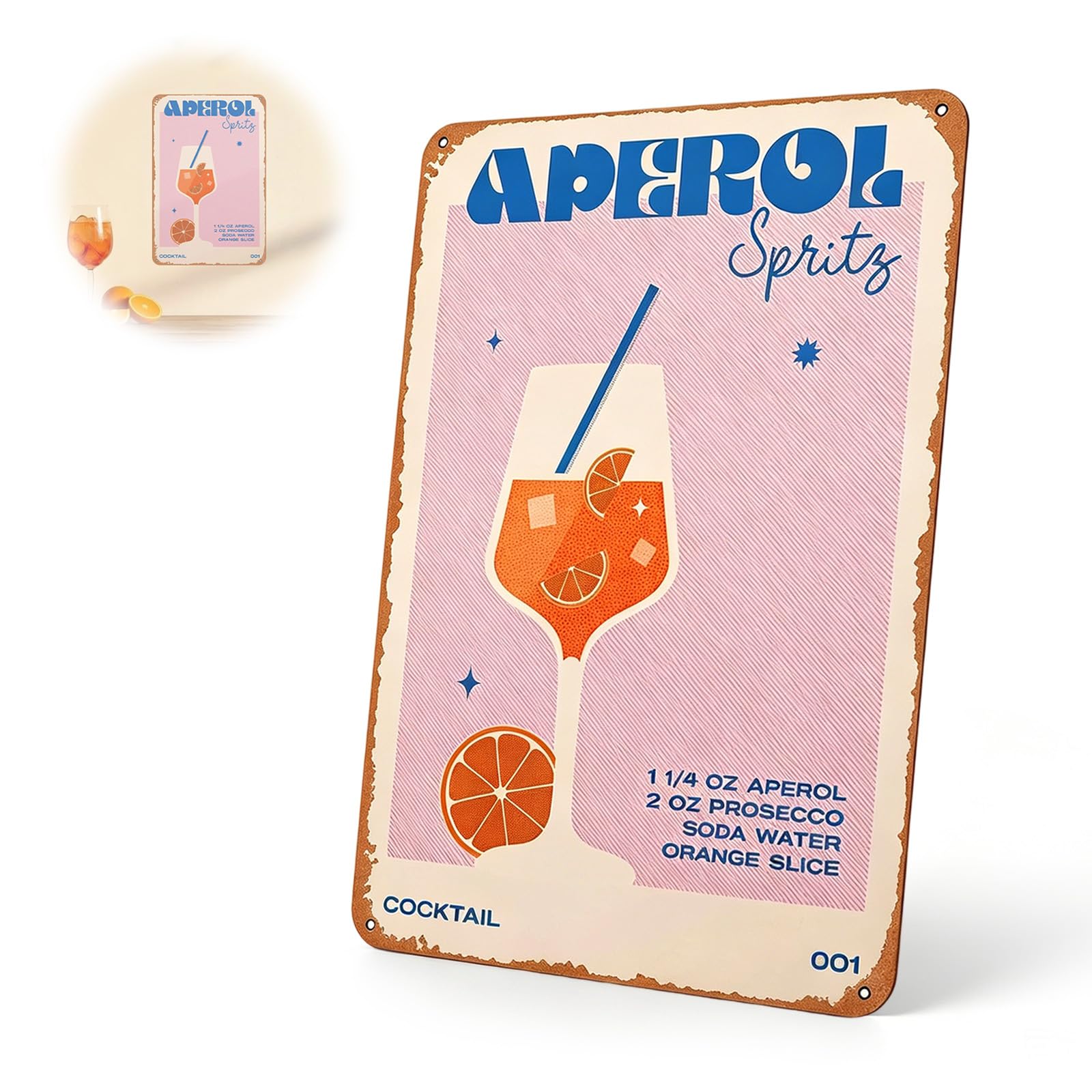 Schild für Aperol, Geschenkartikel für Aperol, retro Metall-Blechschild 30x20cm, passend für Bar und Wohnraumdekoration