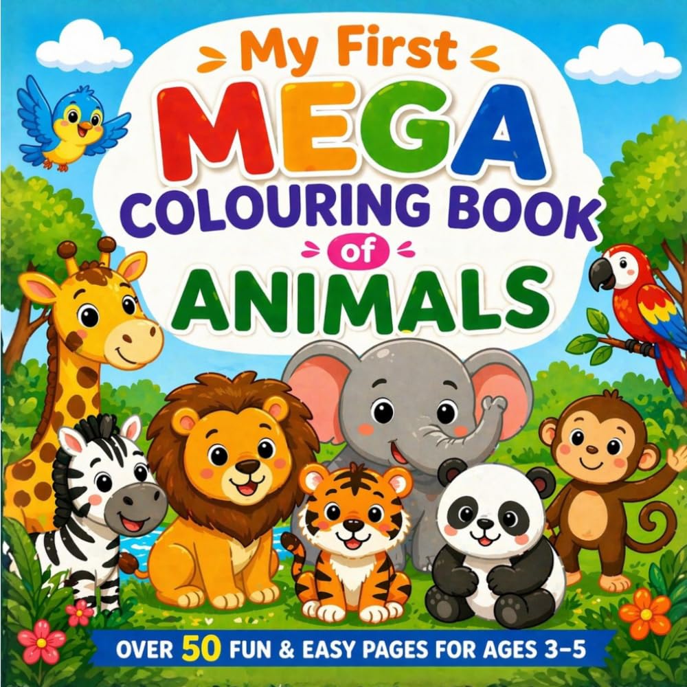 My First Mega Colouring Book of Animals: Over 50 Fun & Easy Pages for Ages 3-5