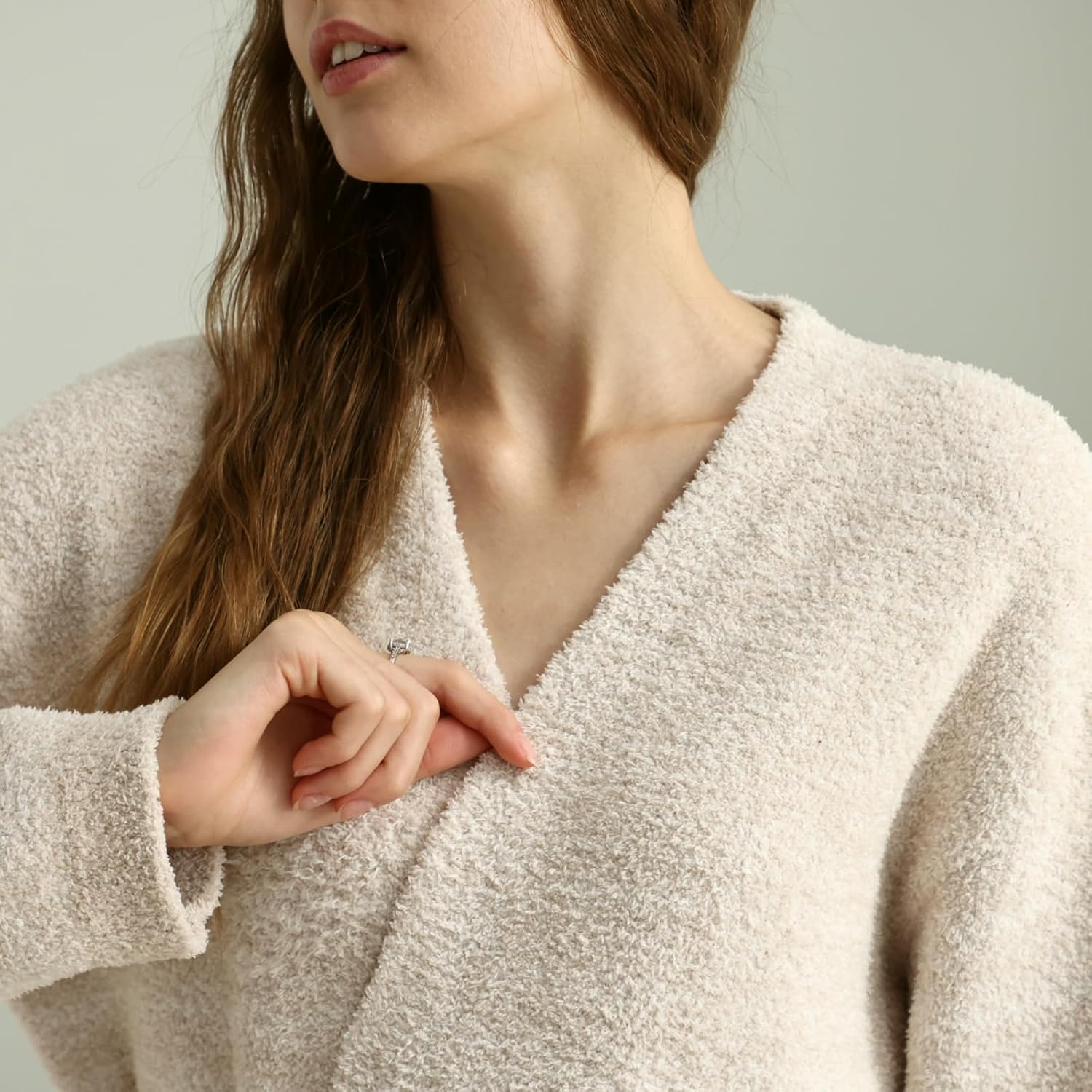 MH MYLUNE HOME Ultra Soft Robe With Pockets, Spa Bathrobe Loungewear Calf-Length, Plush Fuzzy Fluffy Wrap Robe for Women - Image 4