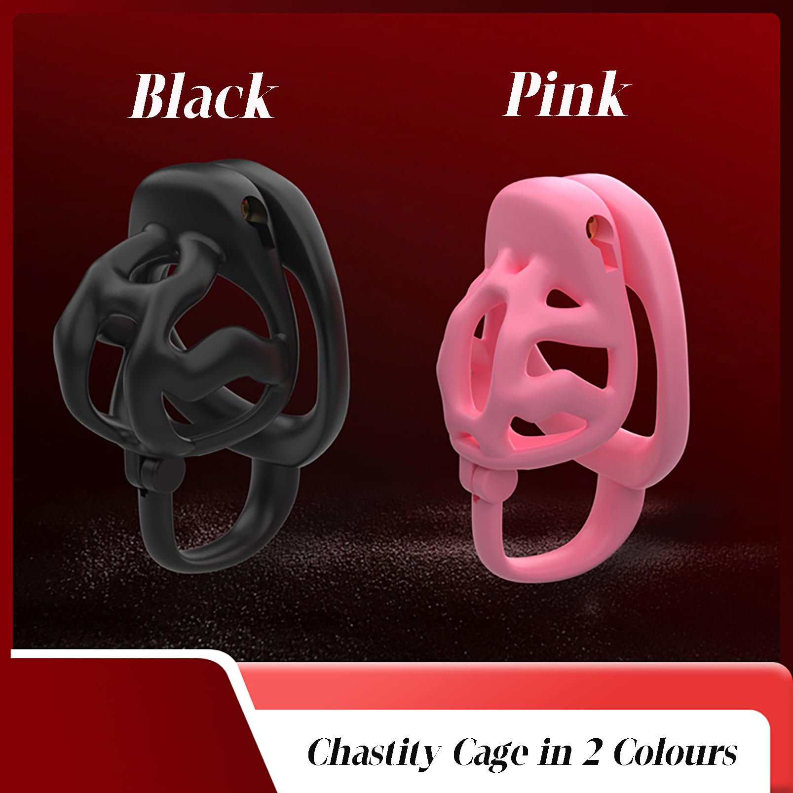 Gabbia di castità per uomini adulti - Design con gancio superiore, set di giocattoli sessuali con gabbia per il pene con 3 anelli fallici, dispositivo di castità maschile (Pink,S)