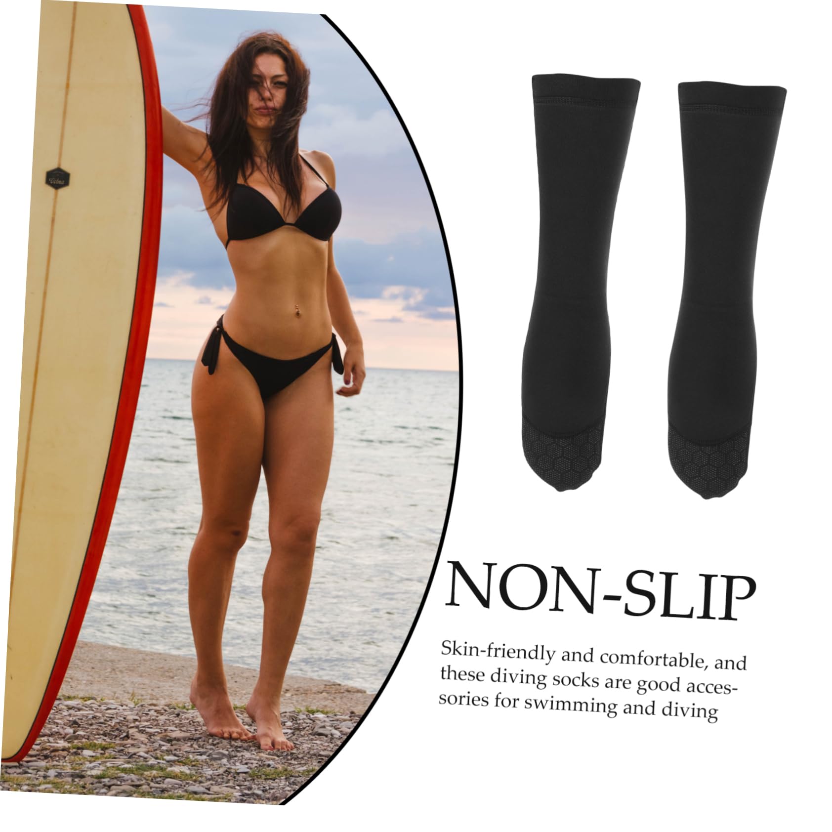 BESPORTBLE 4paia Calze Antiscivolo per Nuoto e Immersioni Calze Neoprene Unisex per Inverno e Sport Acquatici Calzini Foderati e Caldi per Protezione