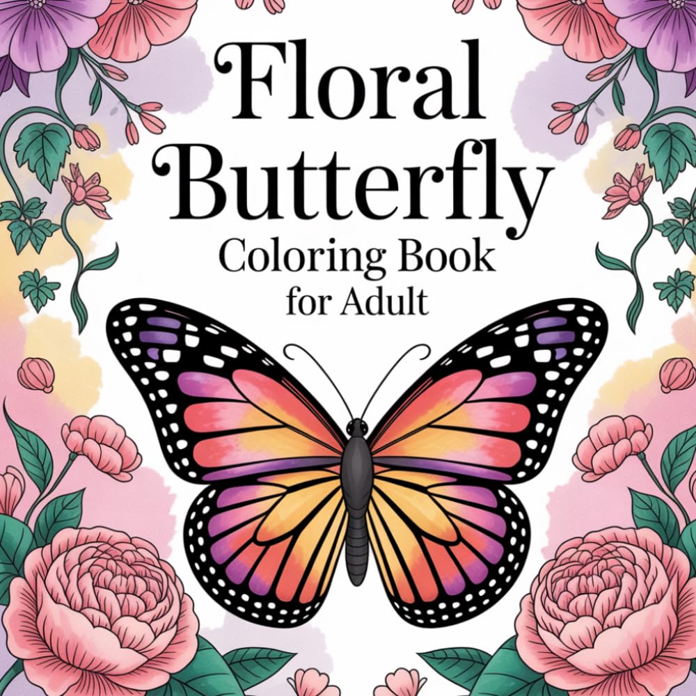 Floral Butterfly Coloring Book for Adult: Bold and Easy Butterfly & Flower Designs for Relaxation and Stress Relief