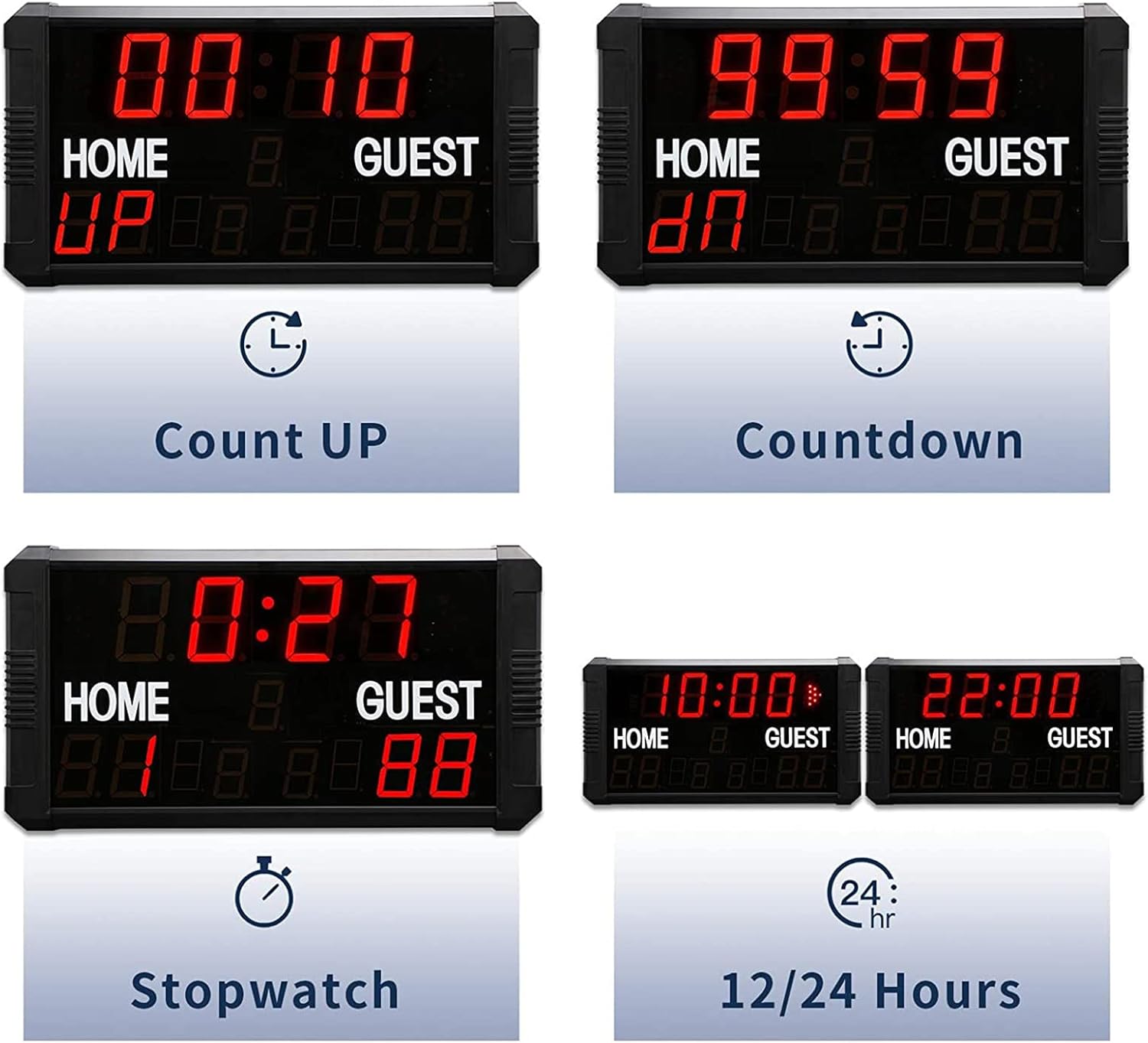 Portable Desktop Digital Scoreboard, 14/24 Second Shooting Scoreboard Electronic Digital Basketball, Baseball/Soccer/Tennis with Remote Control,
