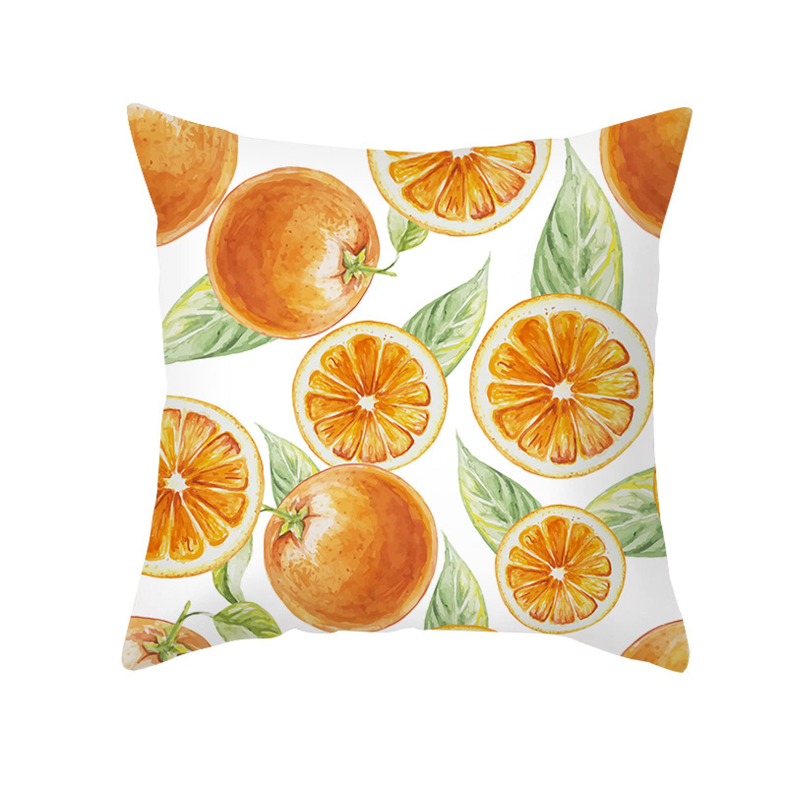 Cushion Covers Orange Print Pillow Cases Soft Linen Cushions with Covers Included Washable Sofa Cushions with Invisible Zip Pillowcase Breathable Pillow Cover 50x50 Cushion Cover 1 Pack