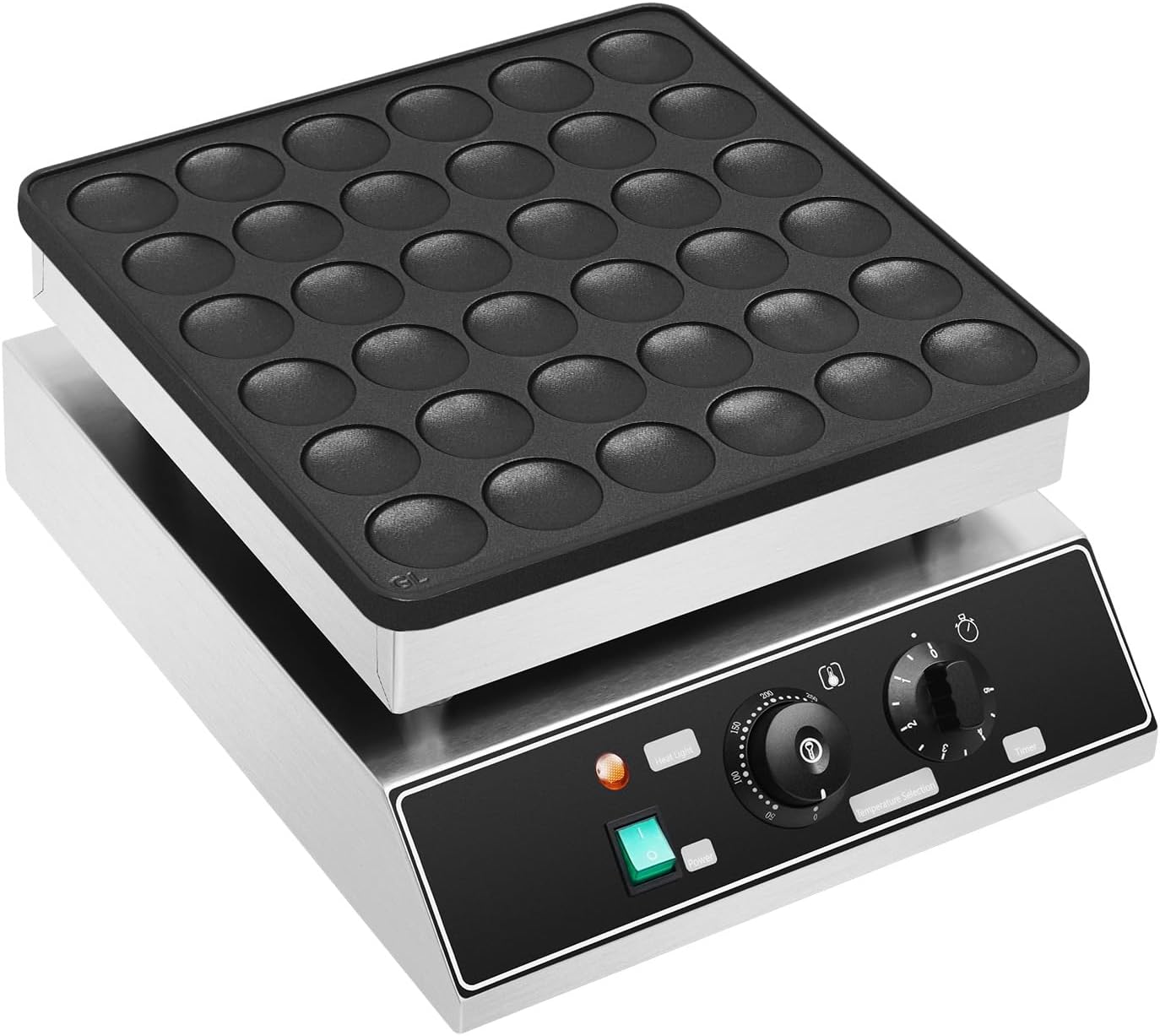 36PCS Mini Pancake Baker, 110V 1000W Electric Mini Dutch Pancake Maker Baker Machine Commercial Electric Non-stick Dutch Pancake Maker Machine w/Temp & Time Control for Restaurants & Cafes