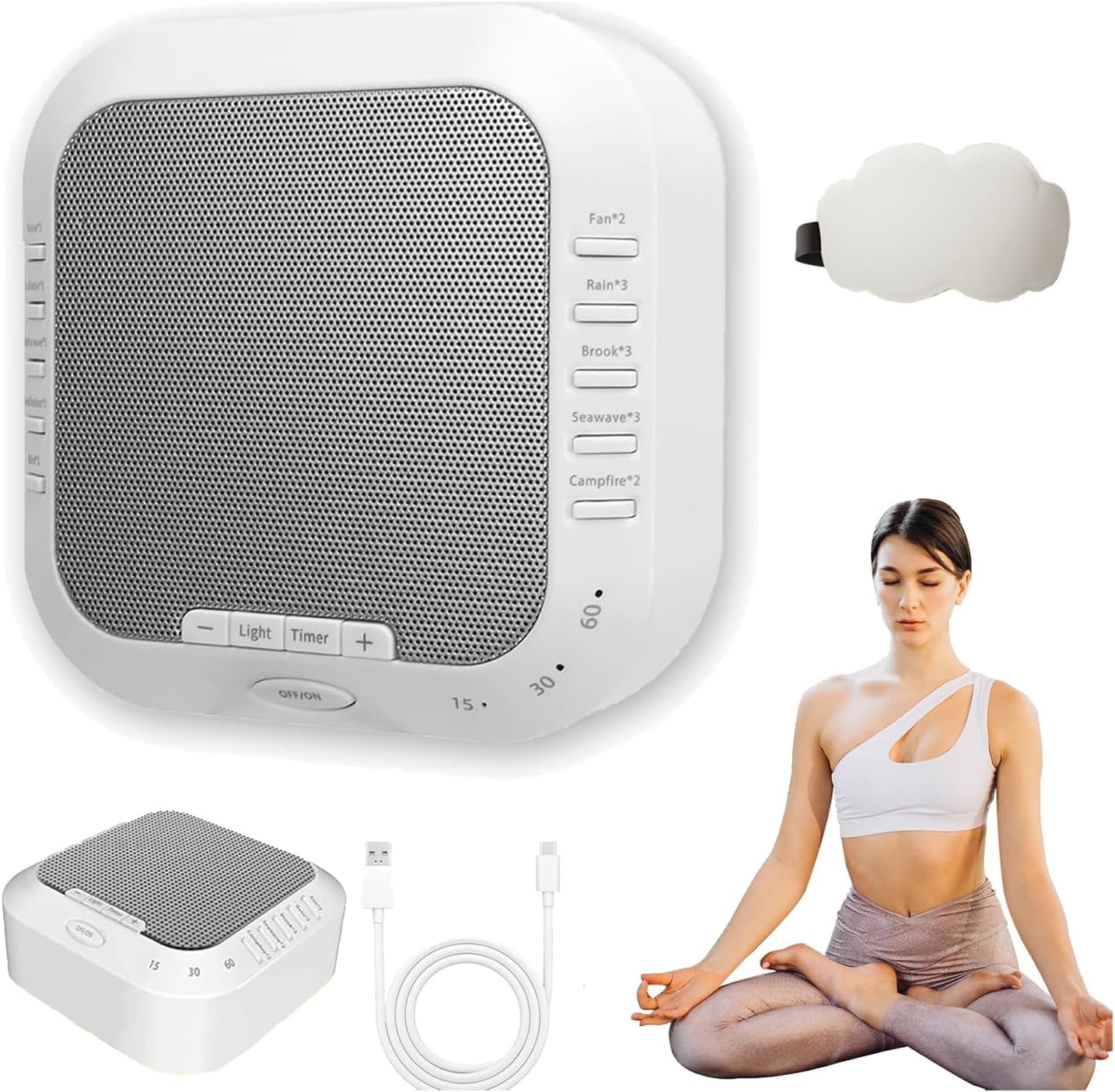 Ora Sound Machine Solfeggio Frequencies, Solfeggio Frequencies Machine with 28 Soothing Sounds, Three Timing Modes, Soft Night Light, Suitable for Meditation, Sleep, Yoga, Rest, Etc (1pc, one Size)