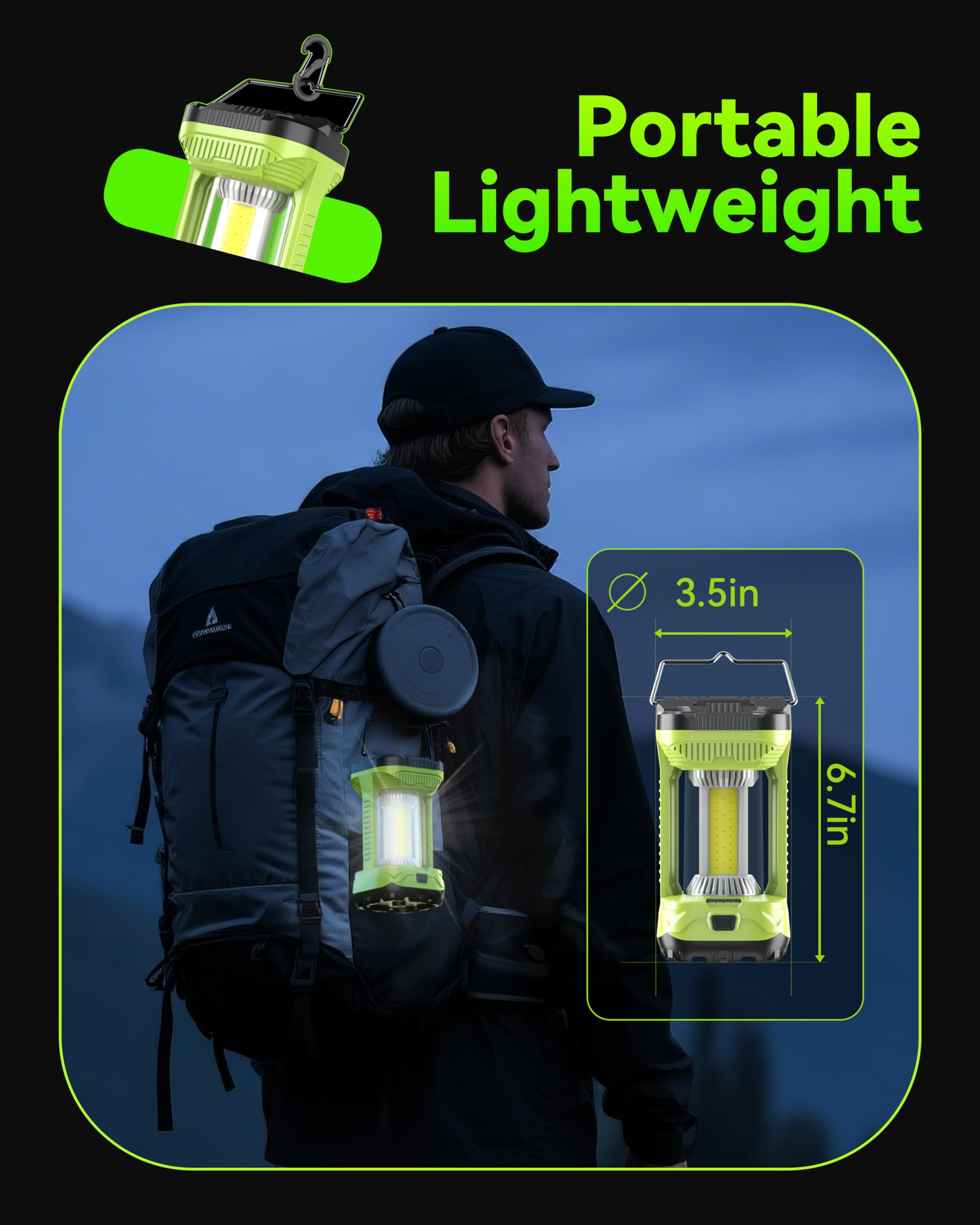 AlpsWolf Lanterna da campeggio ricaricabile, 4000LM LED Lanterne per interruzioni di corrente, 4600mAh Super Bright Portabl Lanterna & Luci per Emergenza, uragano, Campeggio