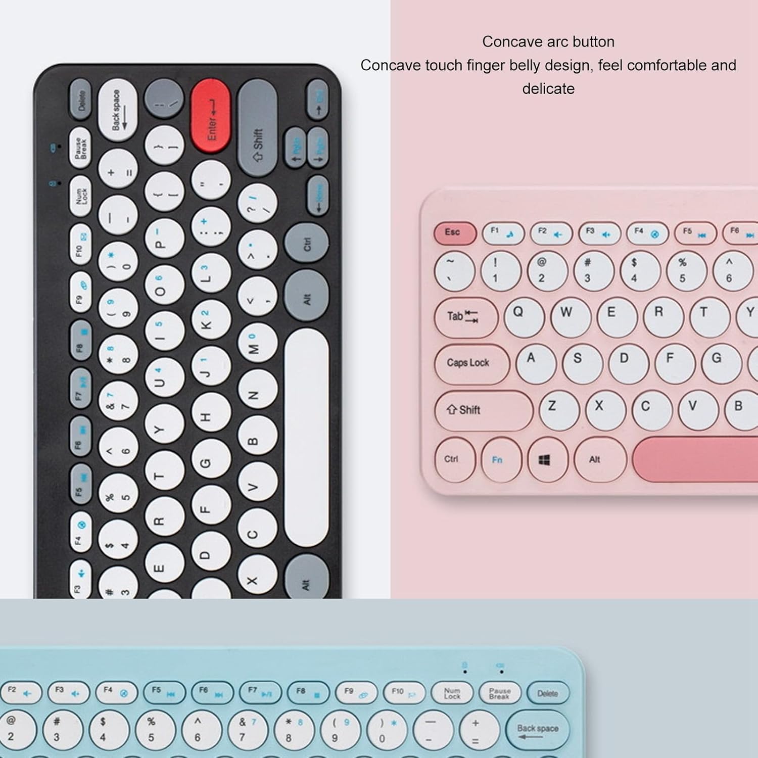 Keyboard and Combo, Cute Retro Typewriter Keyboard with Round Key, 78 Keys, USB Cute for Desktop, Laptop and Computer ()